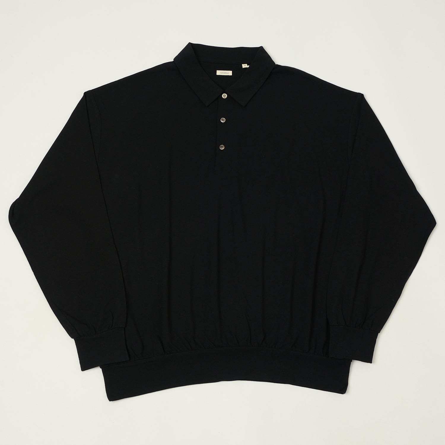 Nanamica Superfine Wool Jersey Polo Shirt - Black
