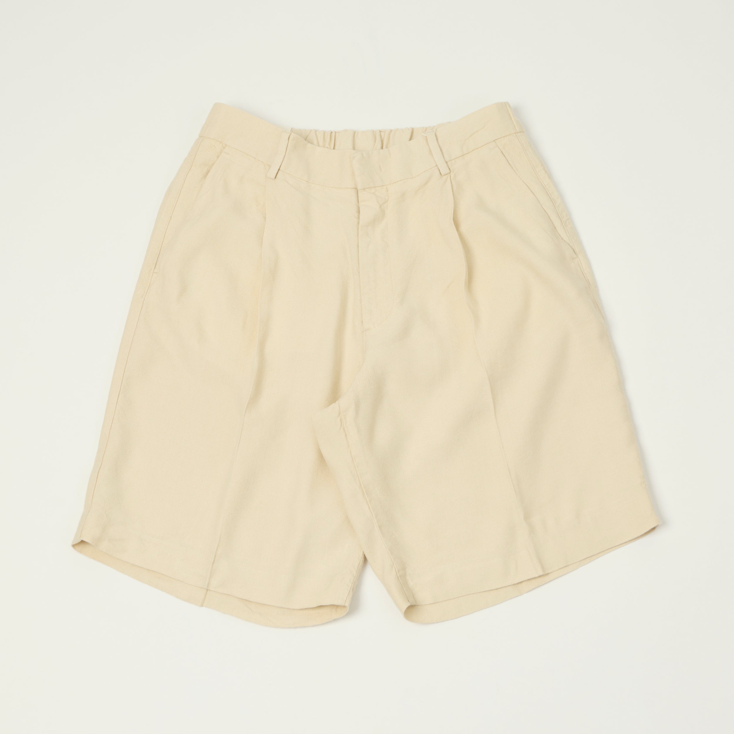 NN07 'Kay' Pleated Linen Shorts - Ivory