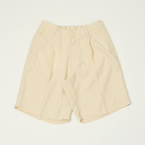 NN07 'Kay' Pleated Linen Shorts - Ivory