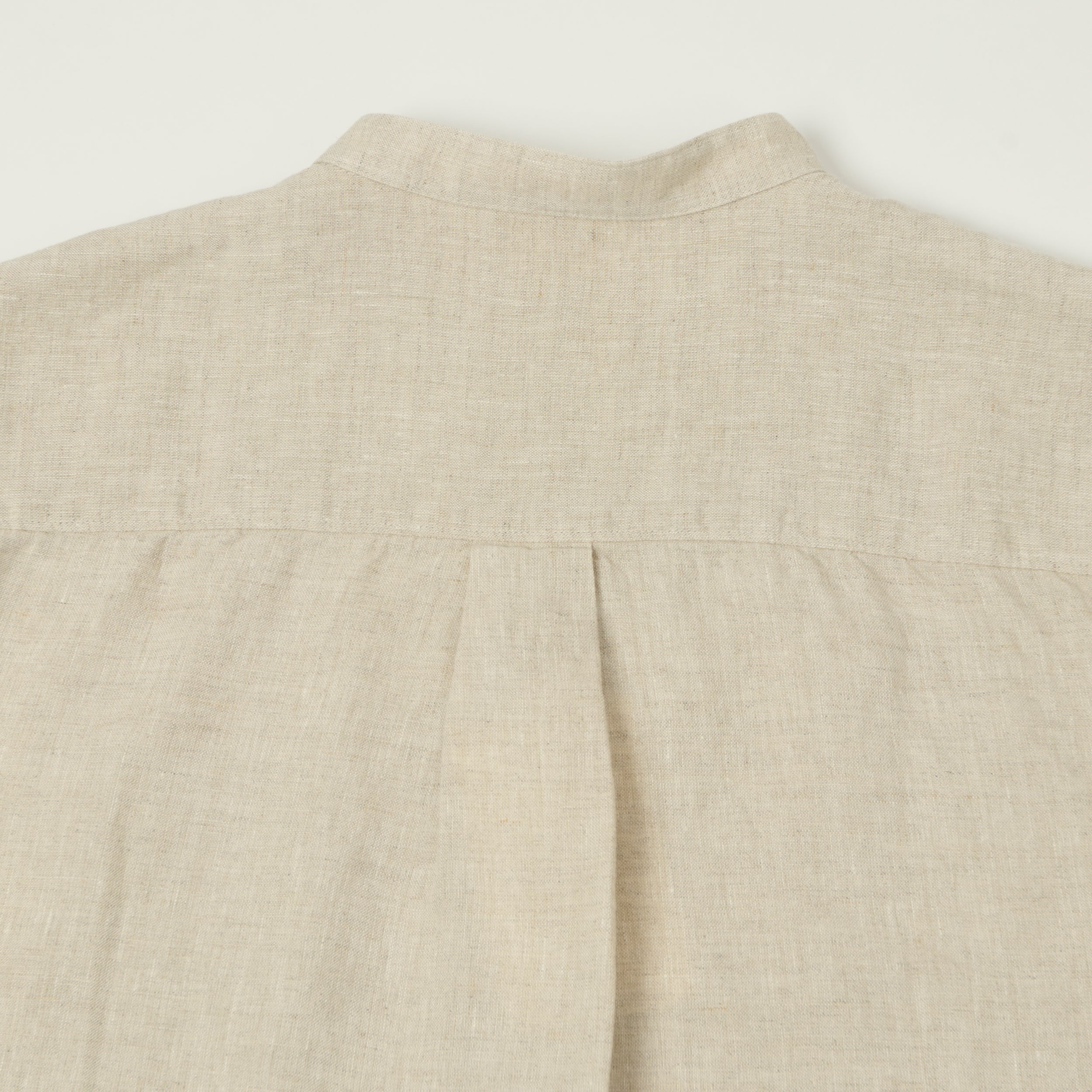 NN07 'Miles' Grandad Collar Linen Shirt - Oat