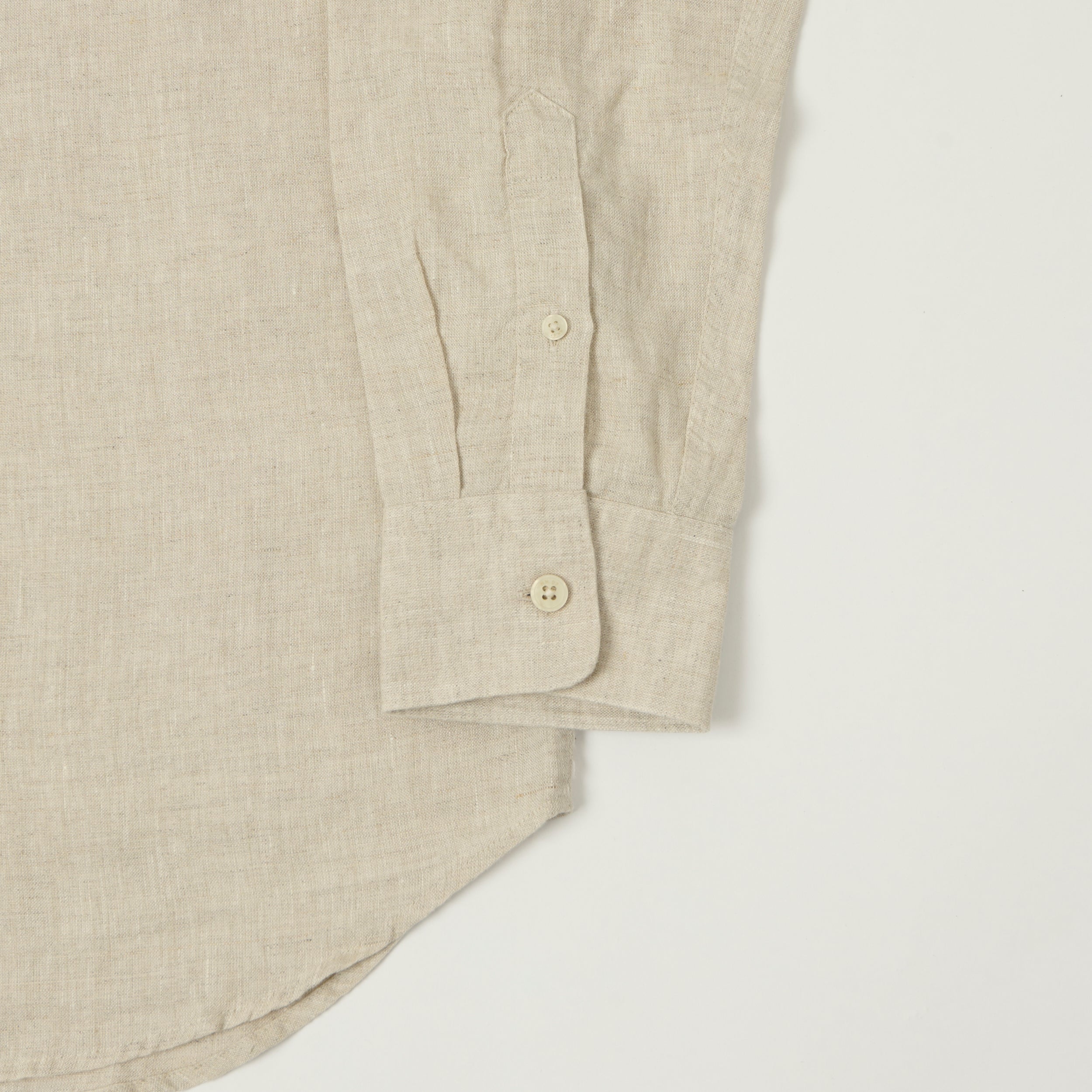 NN07 'Miles' Grandad Collar Linen Shirt - Oat