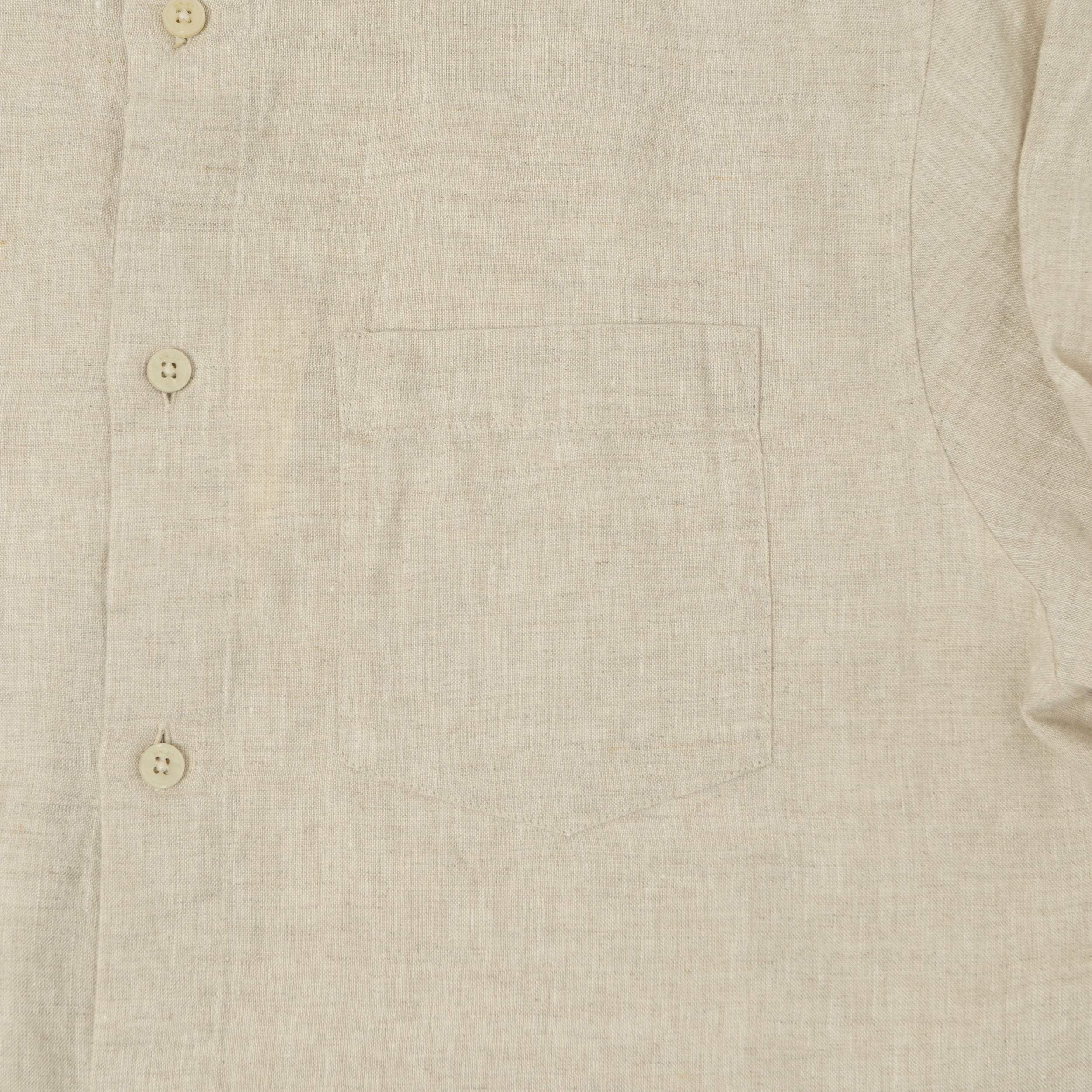 NN07 'Miles' Grandad Collar Linen Shirt - Oat