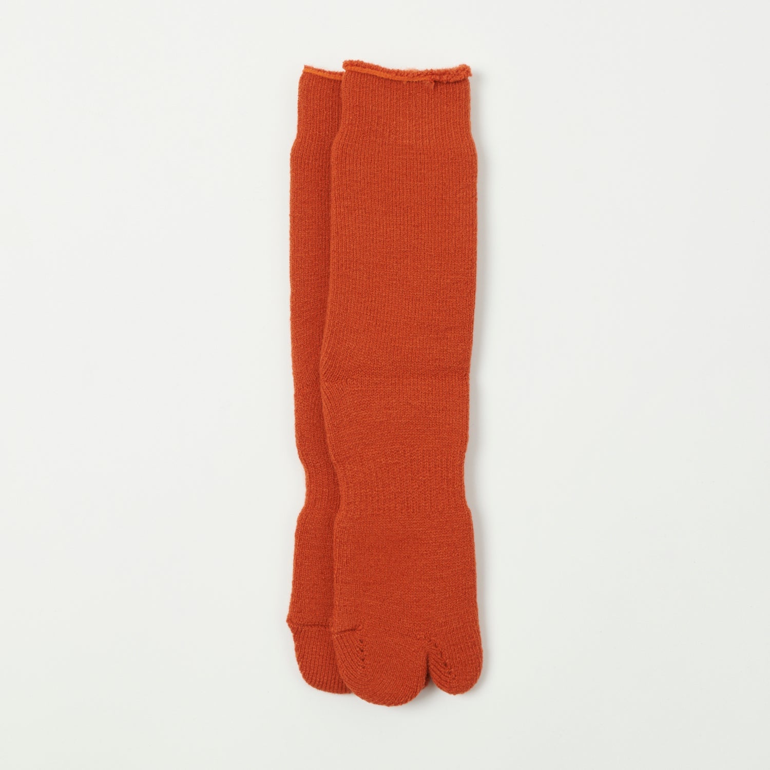 Nodal Brushed Pile Tabi Sock - Orange
