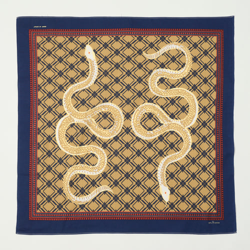 One Ear Brand 'Shirohebi' Bandana - Blue/Red/Gold