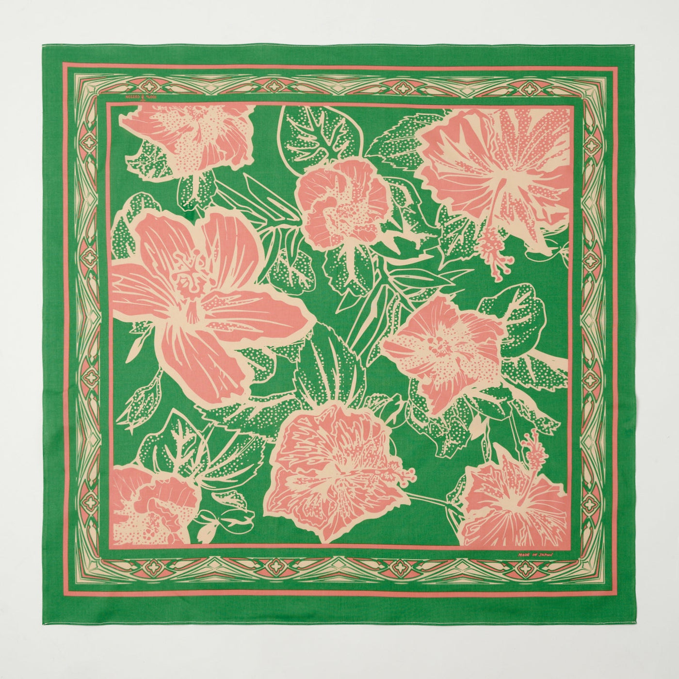 One Ear Brand 'Ridiculum' (Hibiscus) Bandana - Verdant Green