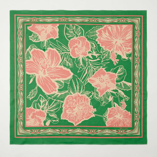 One Ear Brand 'Ridiculum' (Hibiscus) Bandana - Verdant Green