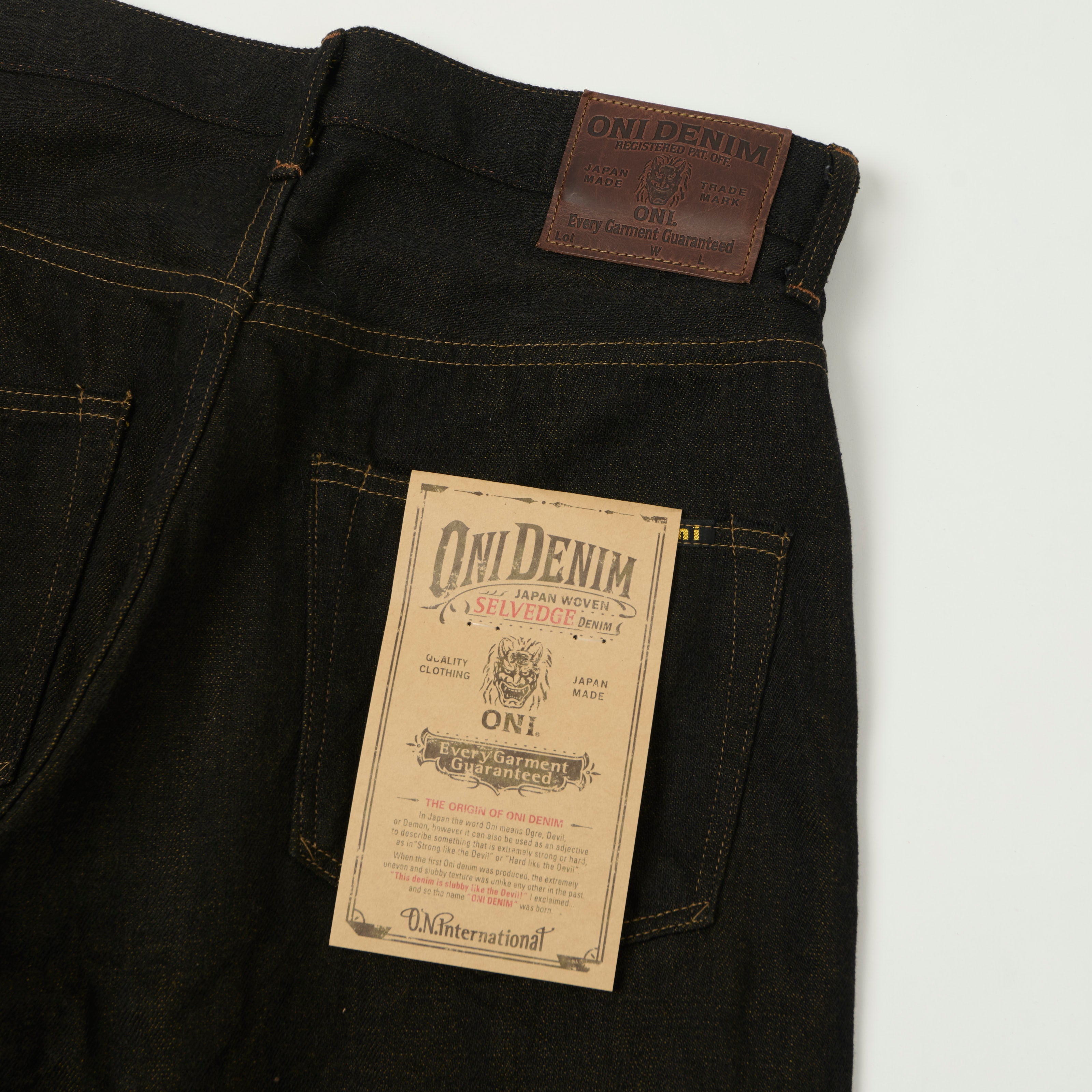 ONI Denim 200-BKOL 12.5oz Black x Olive Wide Straight Jean - One Wash