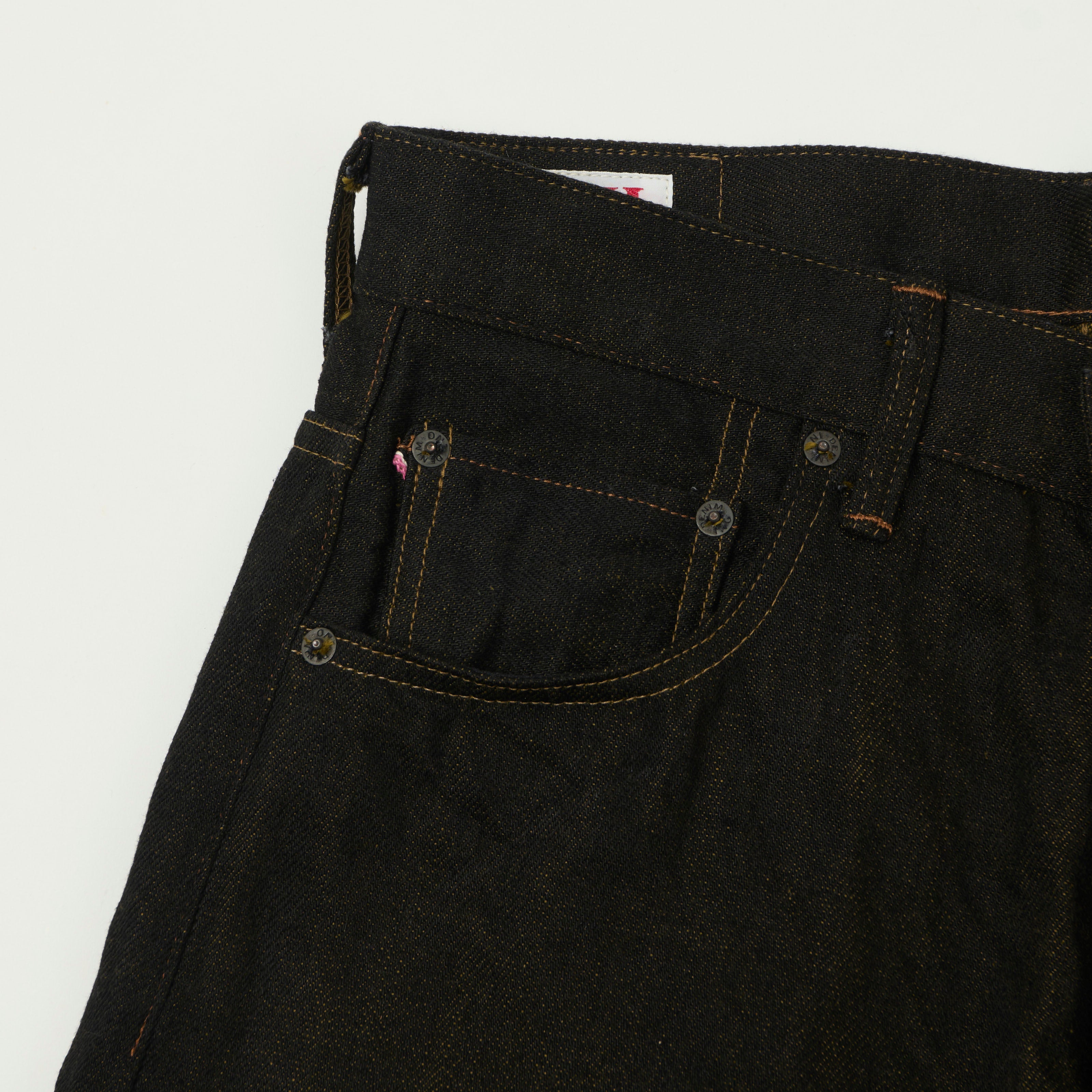 ONI Denim 200-BKOL 12.5oz Black x Olive Wide Straight Jean - One Wash