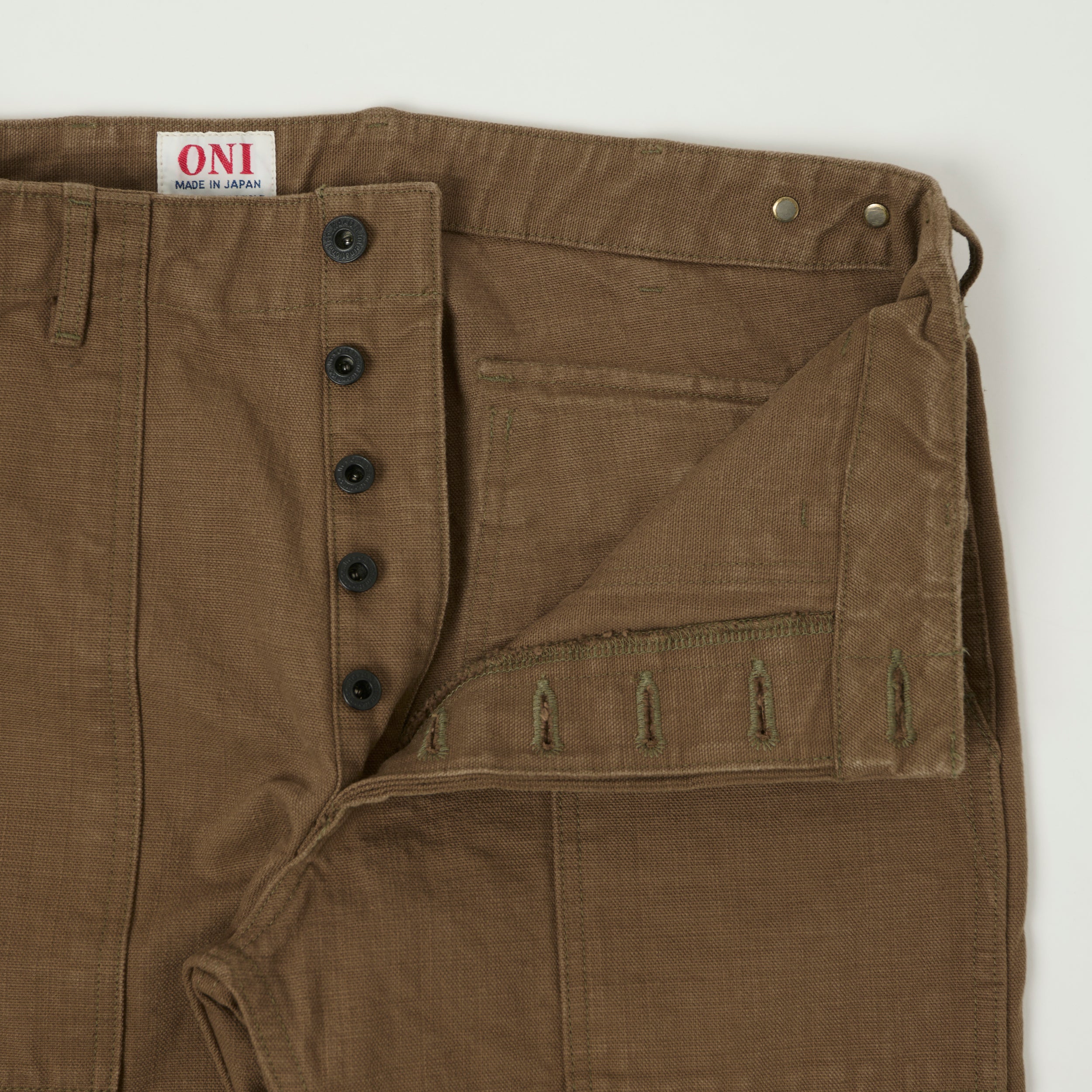 ONI Denim 207HOX-BRK 13oz Sulfur Dyed Canvas Baker Trousers - Brown Khaki