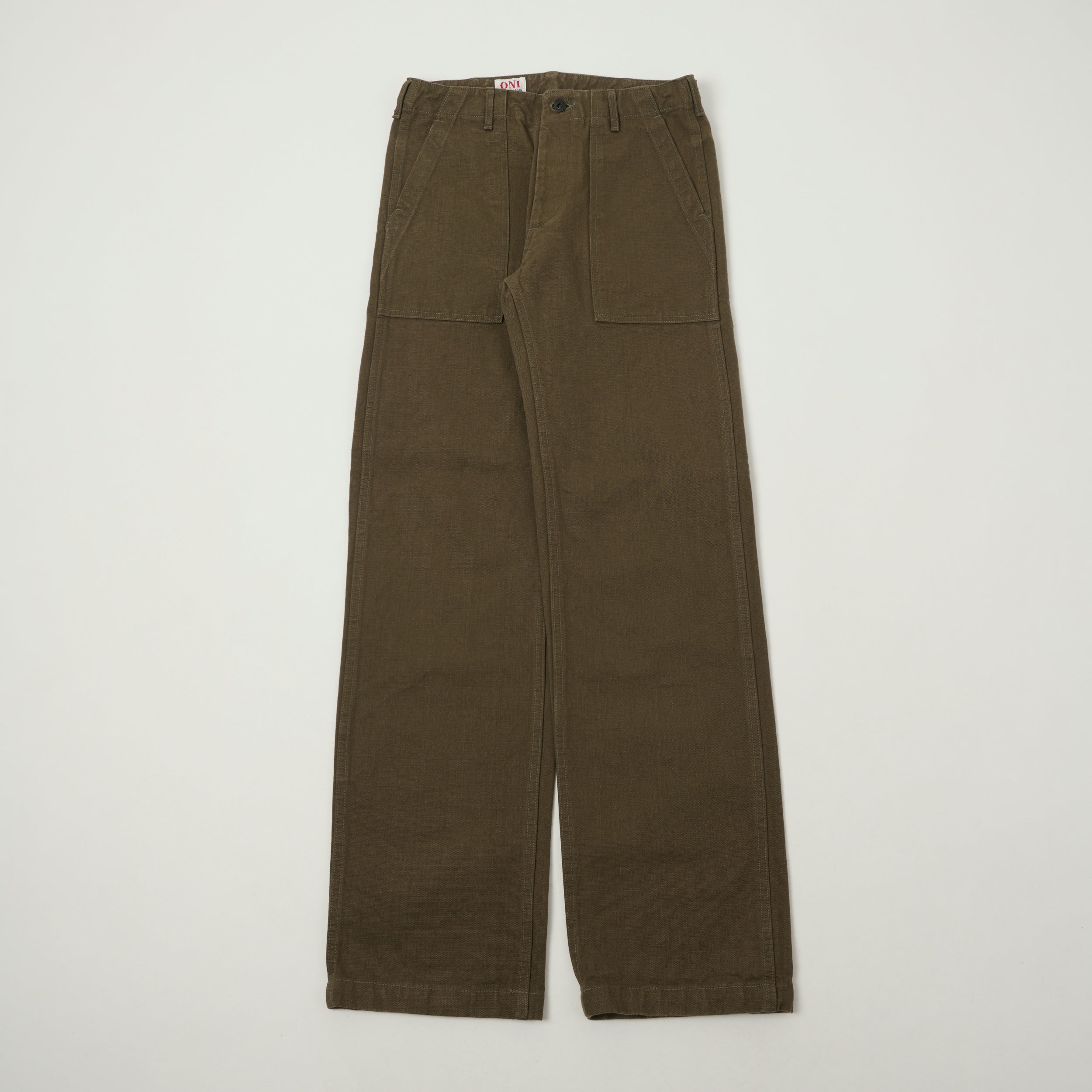 ONI Denim 207HOX-OLB 13oz Sulfur Dyed Canvas Baker Trousers - Olive Brown
