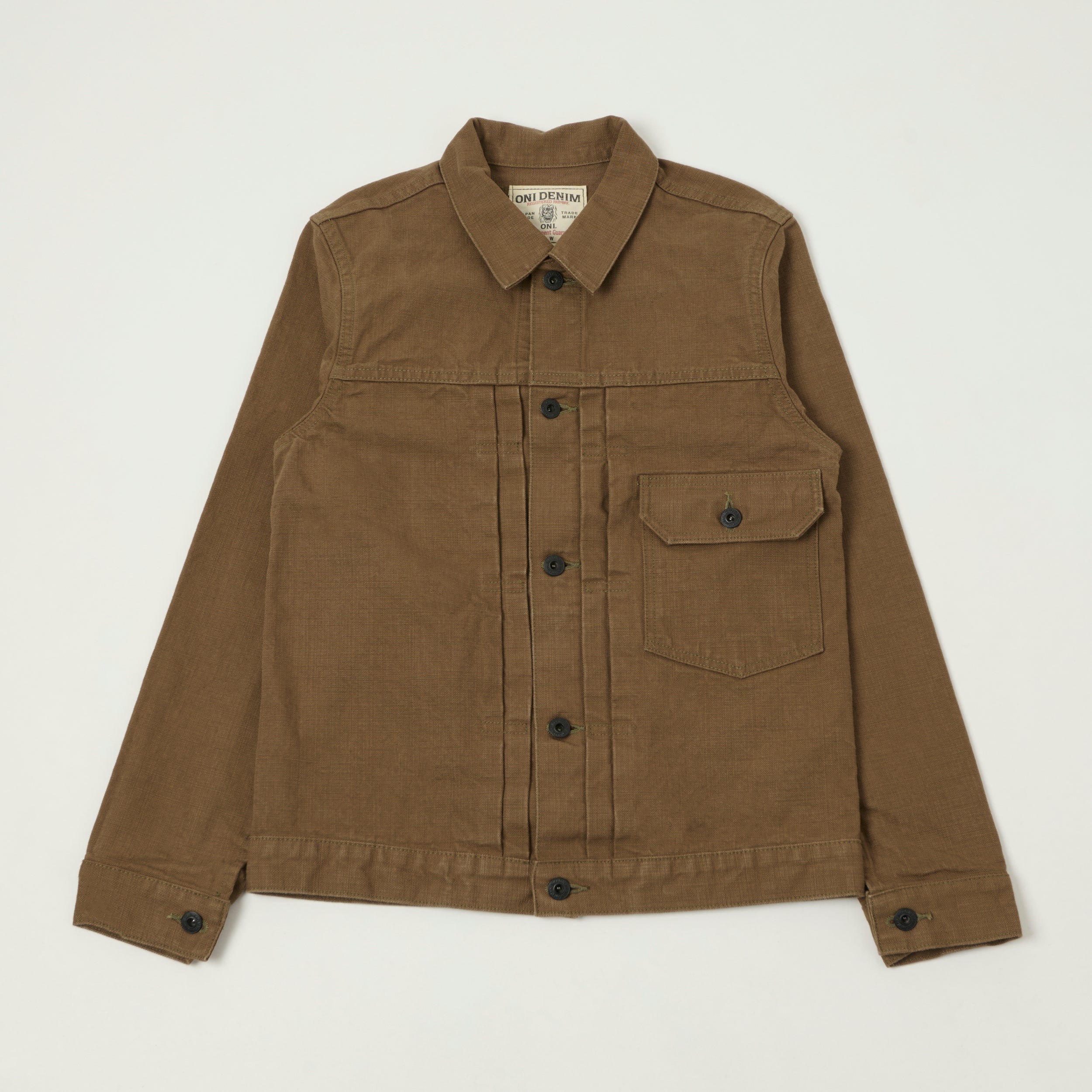 ONI Denim 01507-HOX-OLB 13oz Sulfur Dyed Canvas Type I Denim Jacket - Brown Khaki