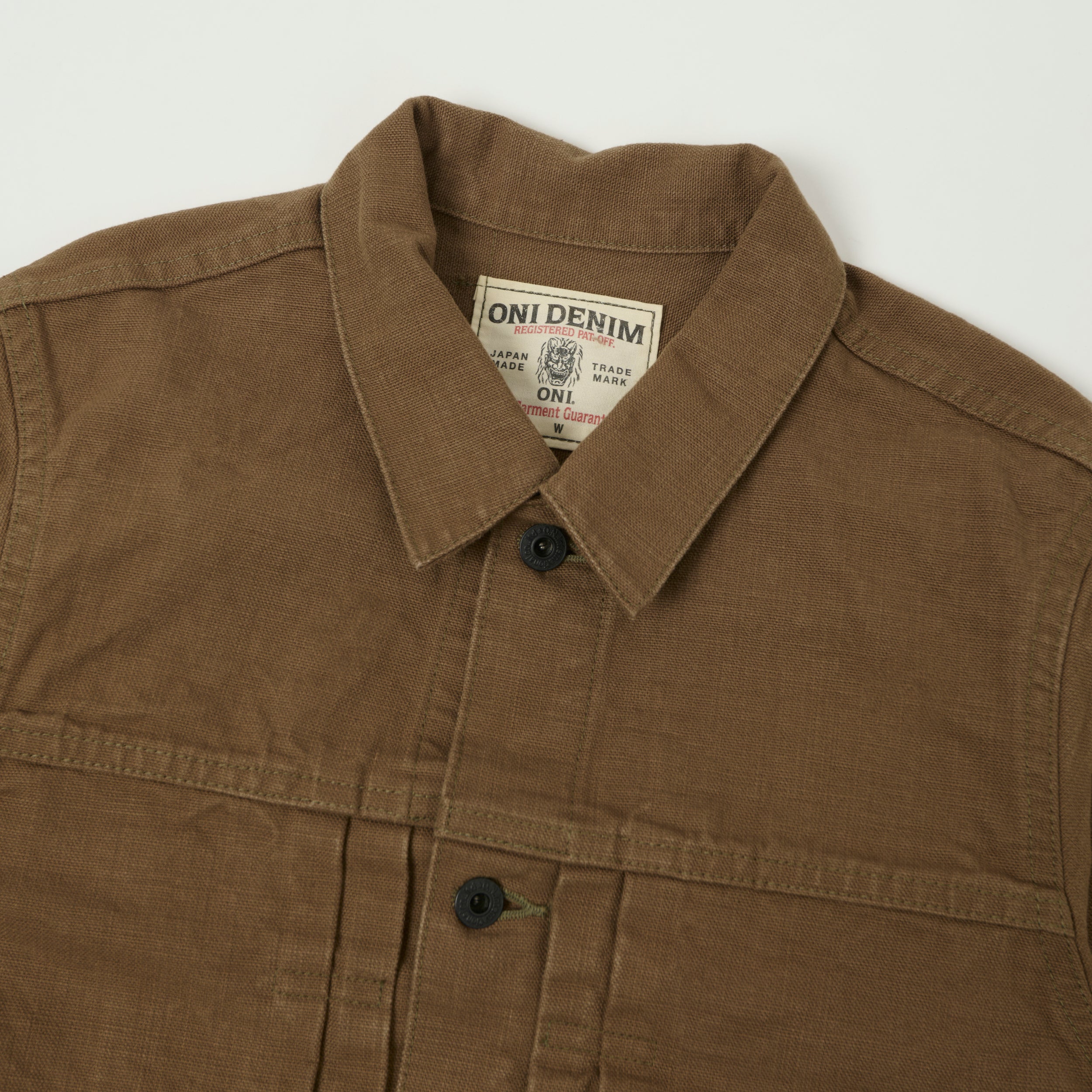 ONI Denim 01507-HOX-OLB 13oz Sulfur Dyed Canvas Type I Denim Jacket - Brown Khaki