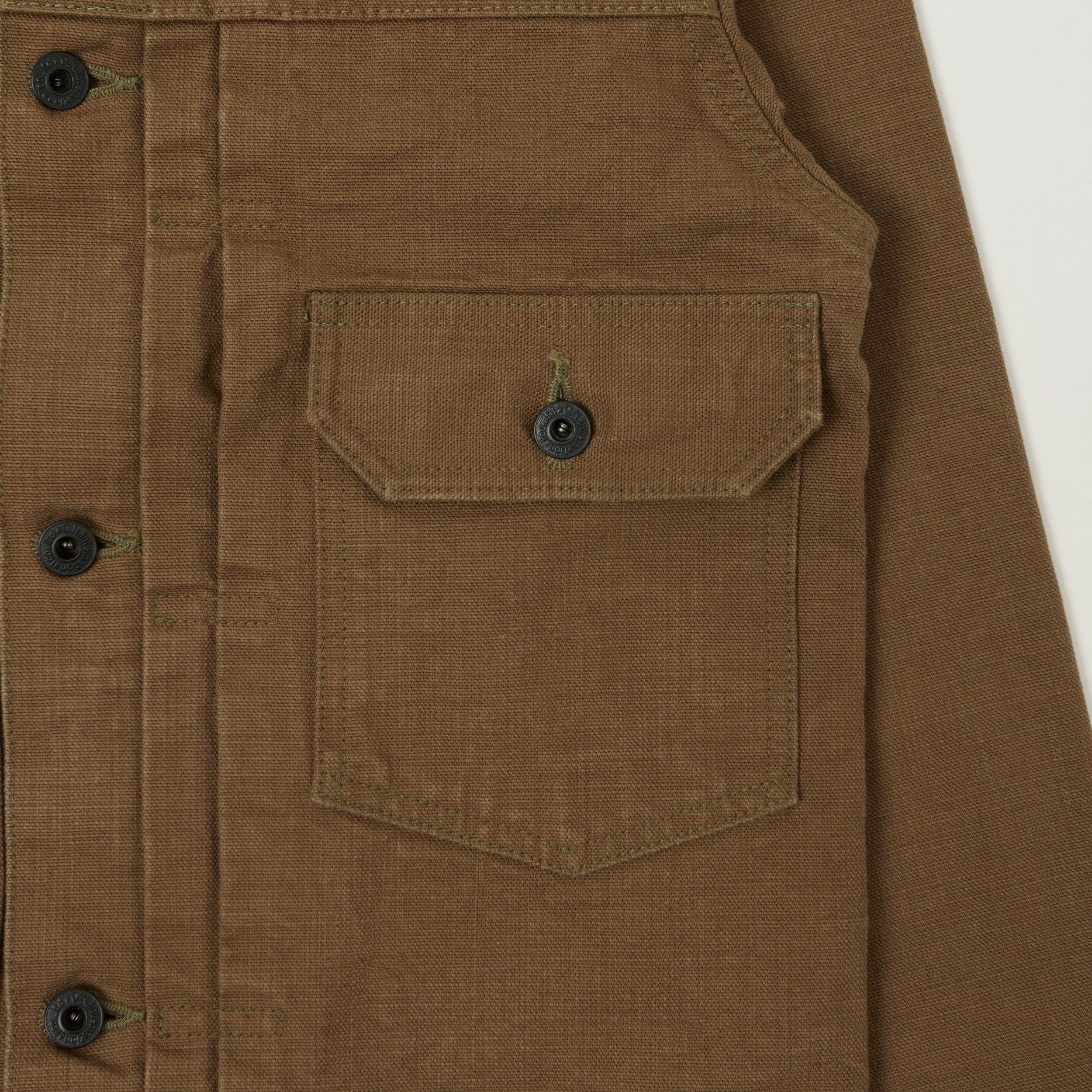 ONI Denim 01507-HOX-OLB 13oz Sulfur Dyed Canvas Type I Denim Jacket - Brown Khaki