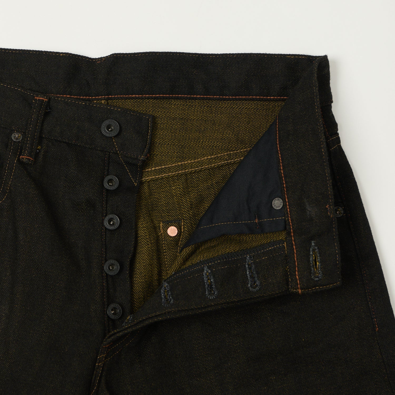 ONI Denim 222-BKOL 12.5oz Black x Olive Extra Wide Straight Jean - One Wash