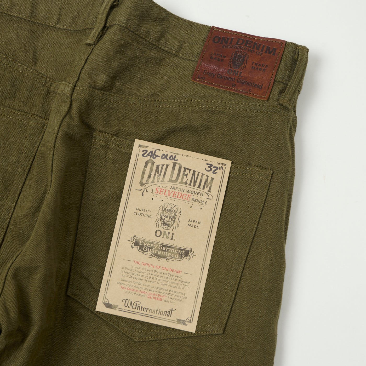 ONI Denim 246-OLOL 'Warp and Weft' 12oz Relaxed Tapered Jean - Olive One Wash