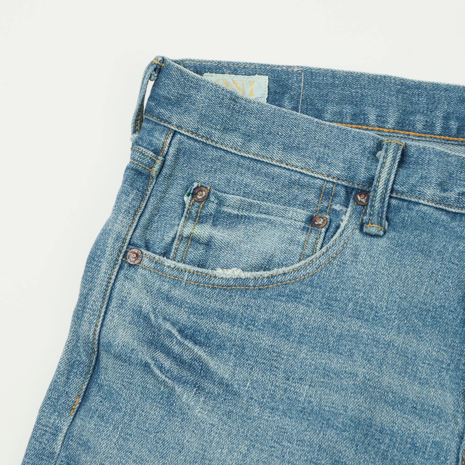 ONI Denim 121S Ishikawadai 15oz Slim Tapered Stretch Jean - Bleach Wash