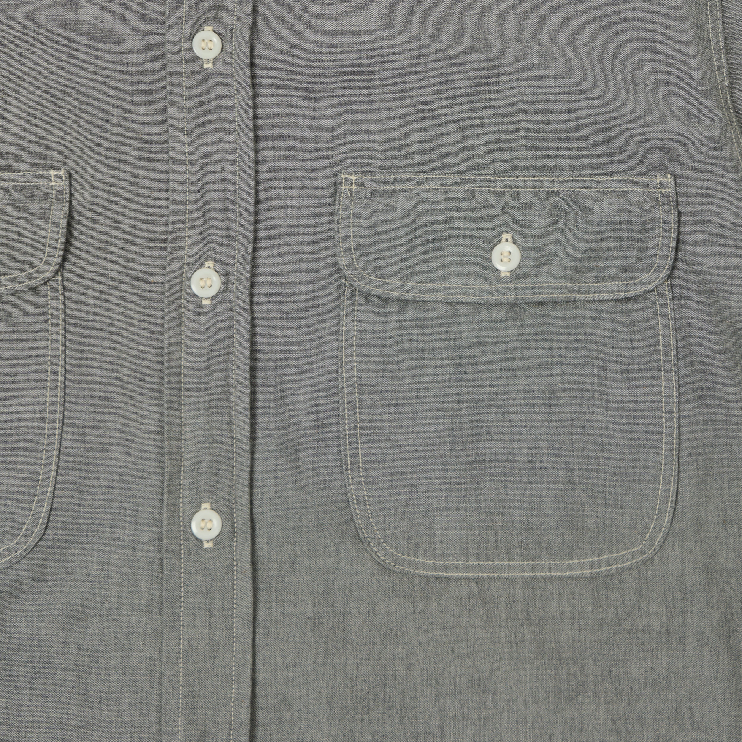 orSlow Short Sleeve Chambray Work Shirt - Grey
