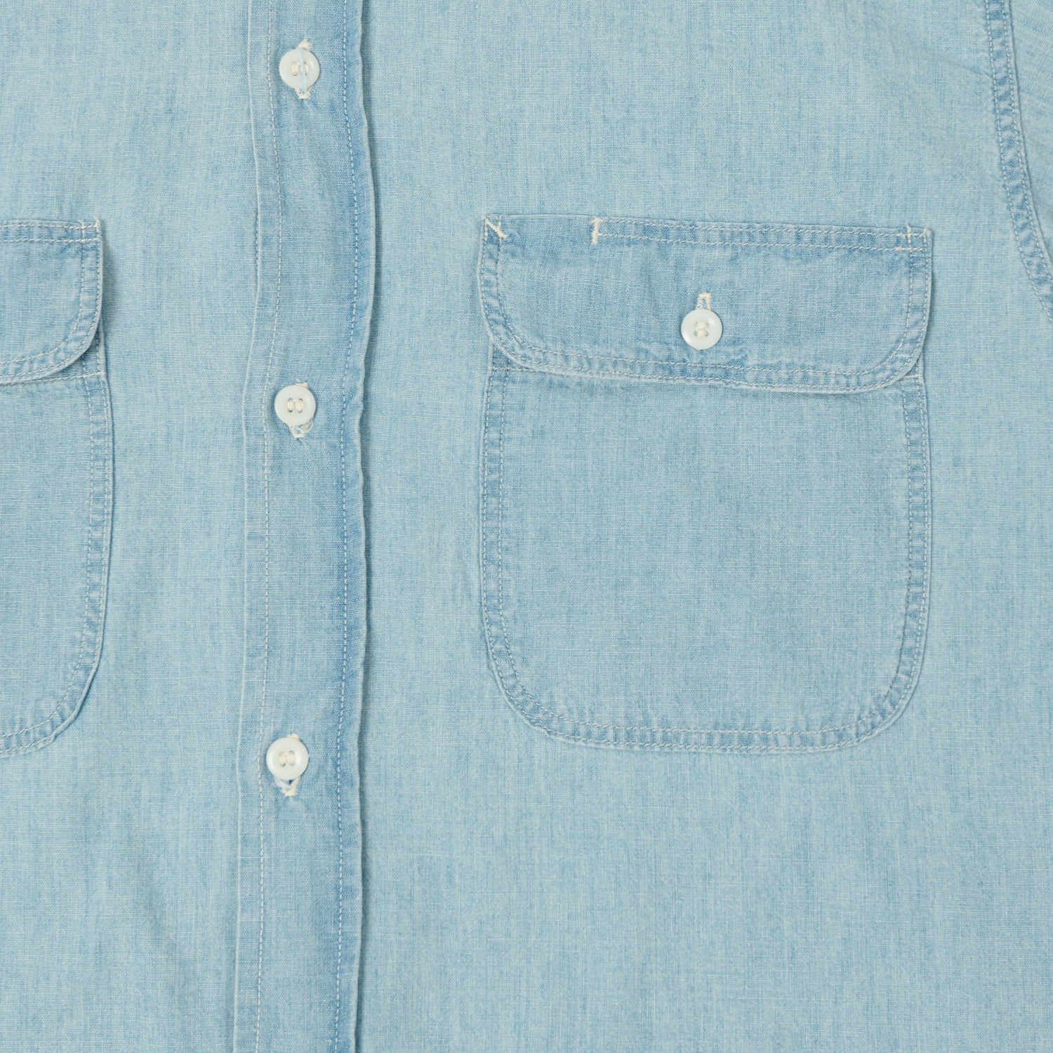 orSlow Short Sleeve Chambray Work Shirt - Bleach Wash