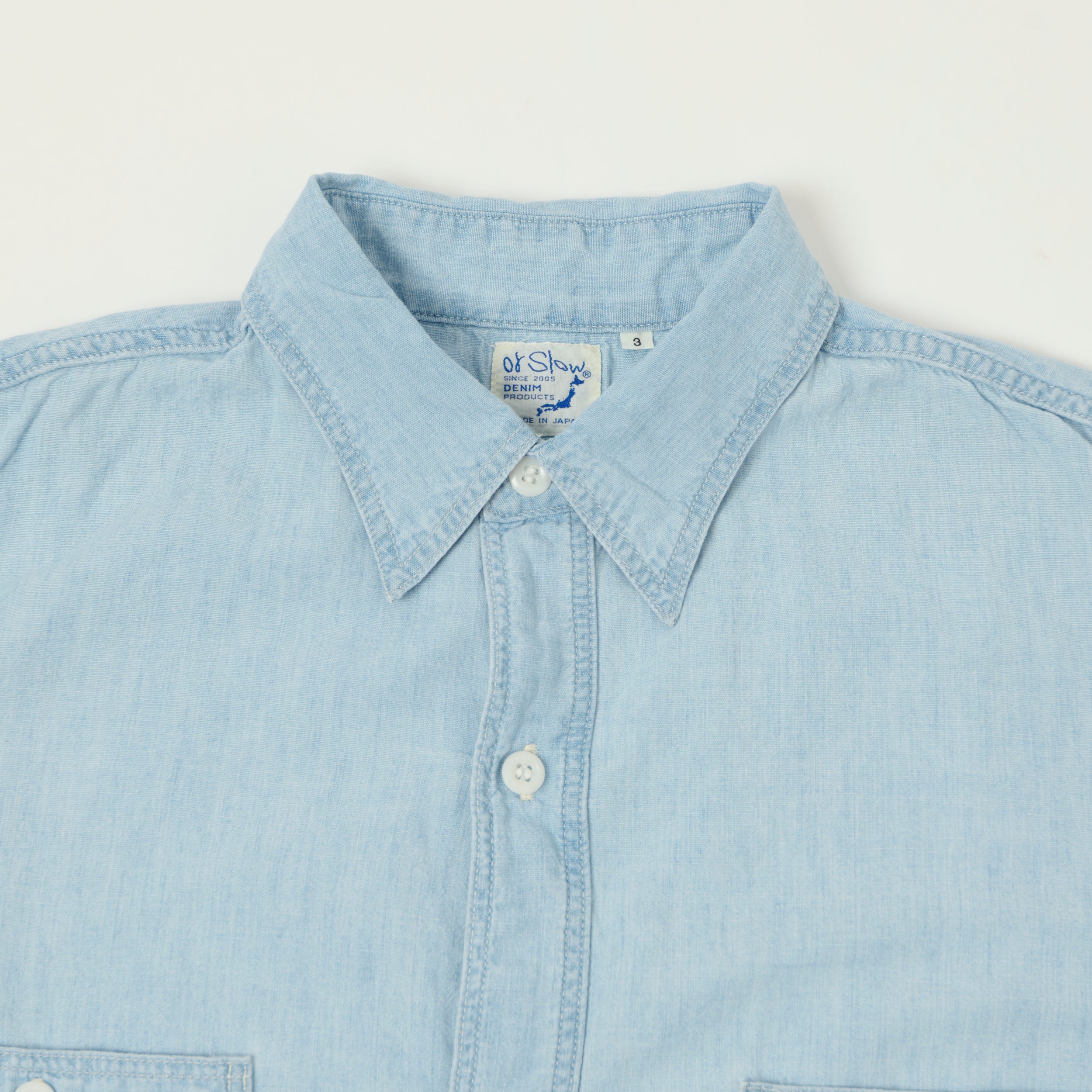 orSlow Vintage Chambray Work Shirt - Sky Blue
