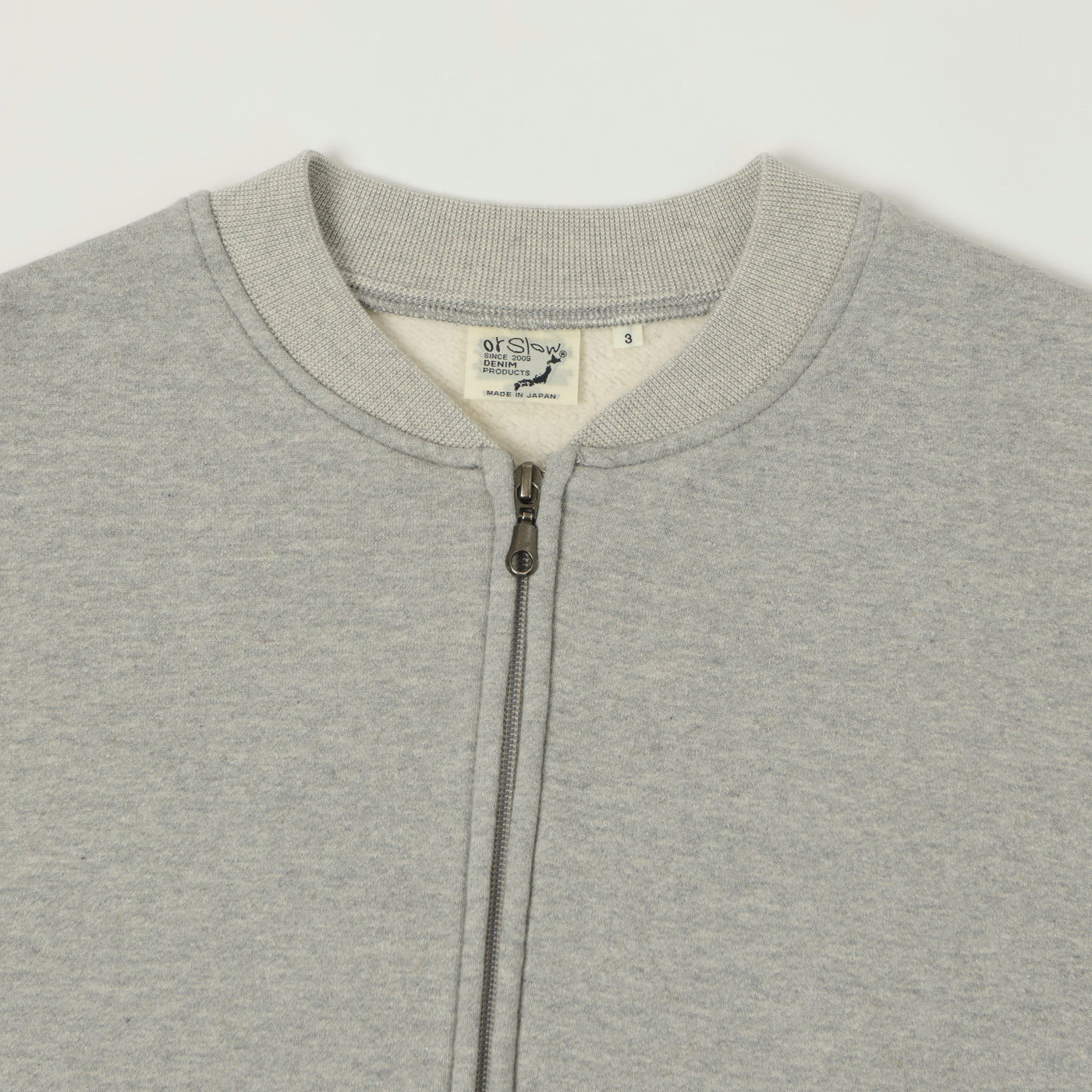 orSlow Zip Through Heavyweight Sweatshirt - Heather Grey