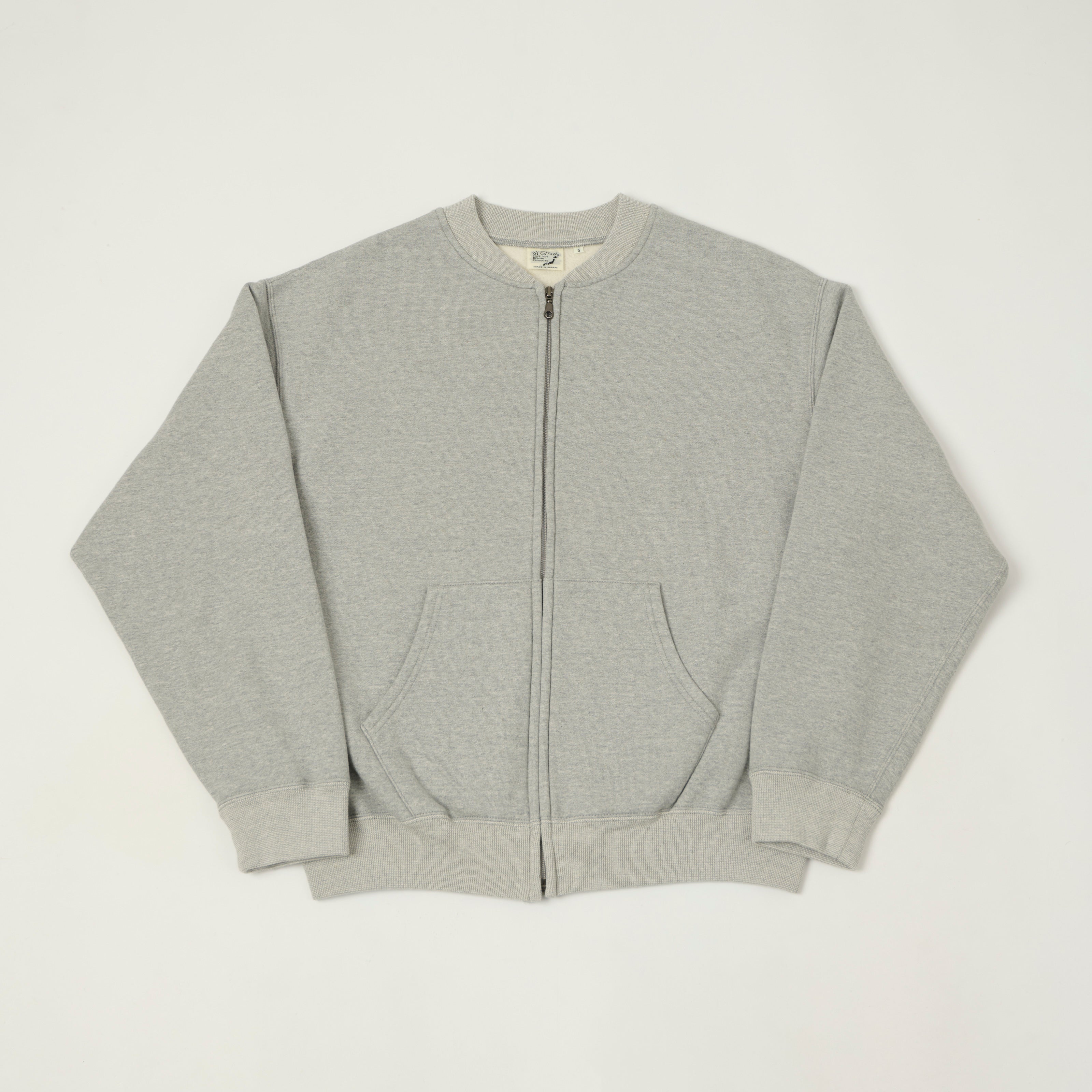 orSlow Zip Through Heavyweight Sweatshirt - Heather Grey