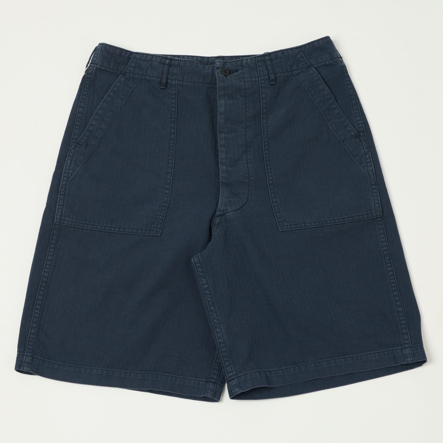 orSlow Herringbone Twill Fatigue Shorts - Navy
