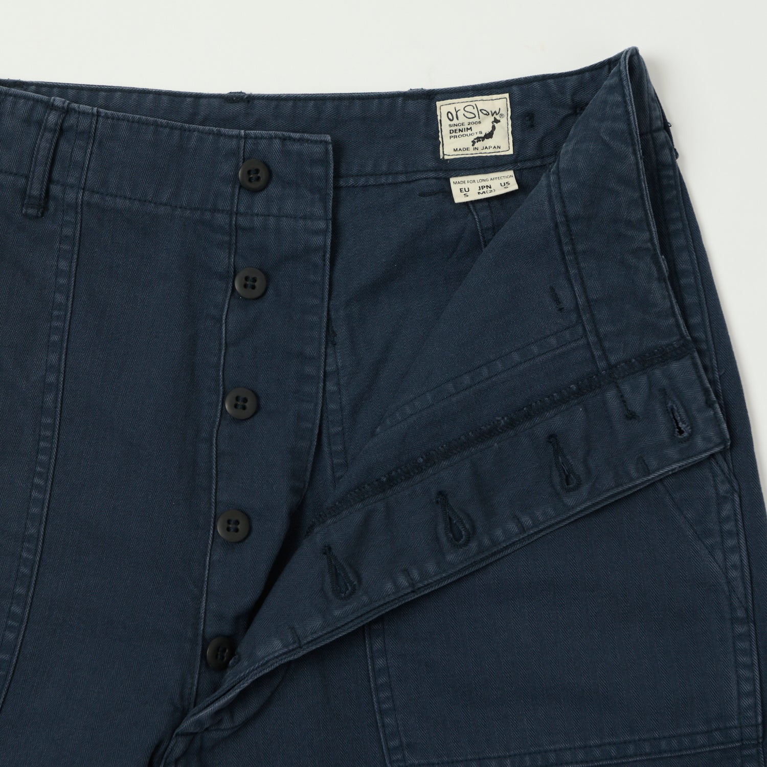 orSlow Herringbone Twill Fatigue Shorts - Navy