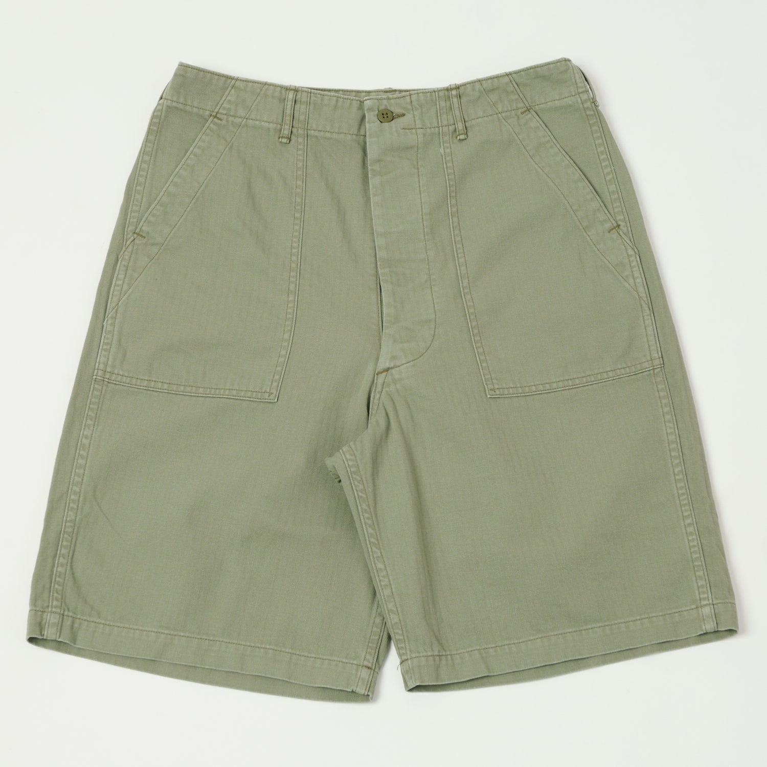 orSlow Herringbone Twill Fatigue Shorts - Green
