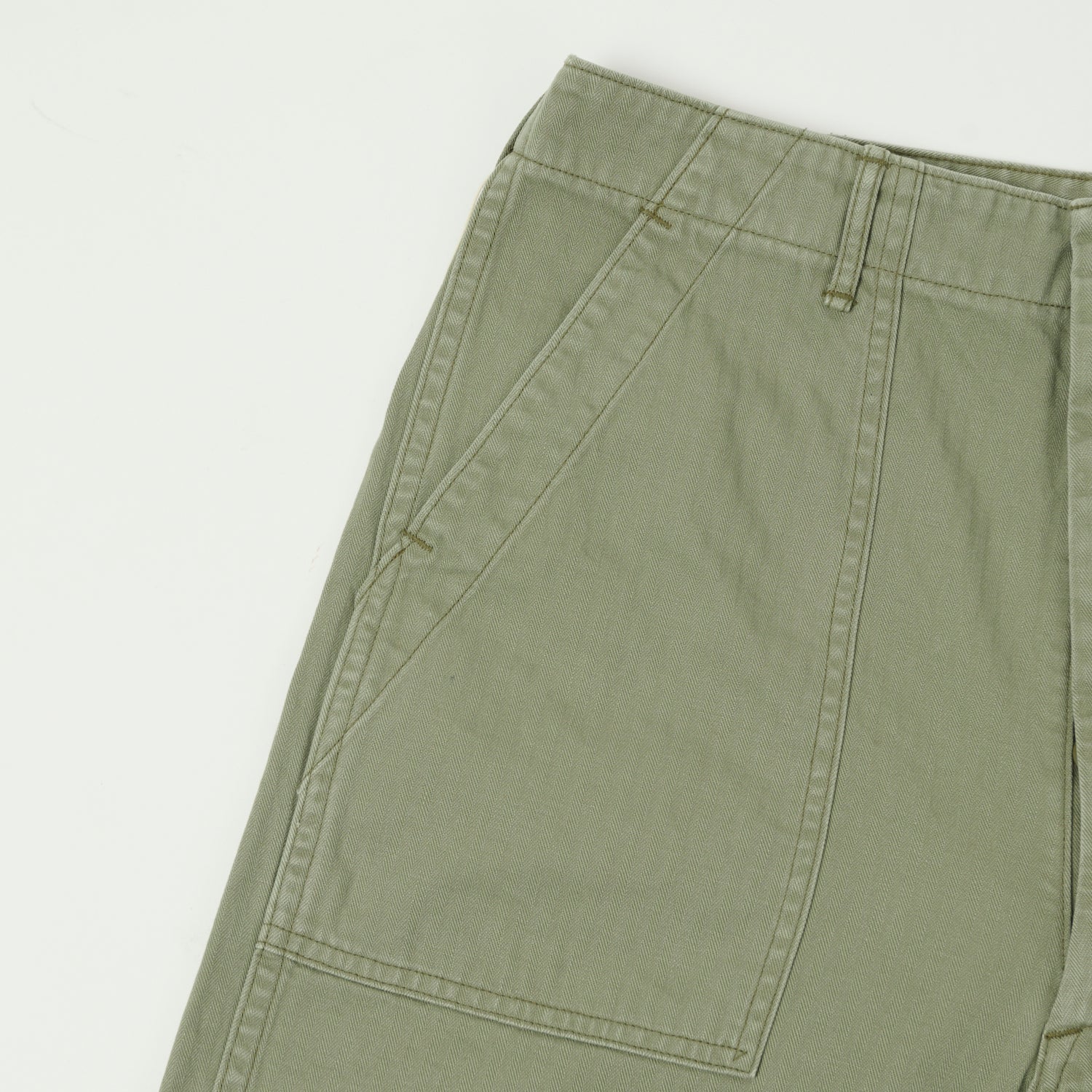 orSlow Herringbone Twill Fatigue Shorts - Green