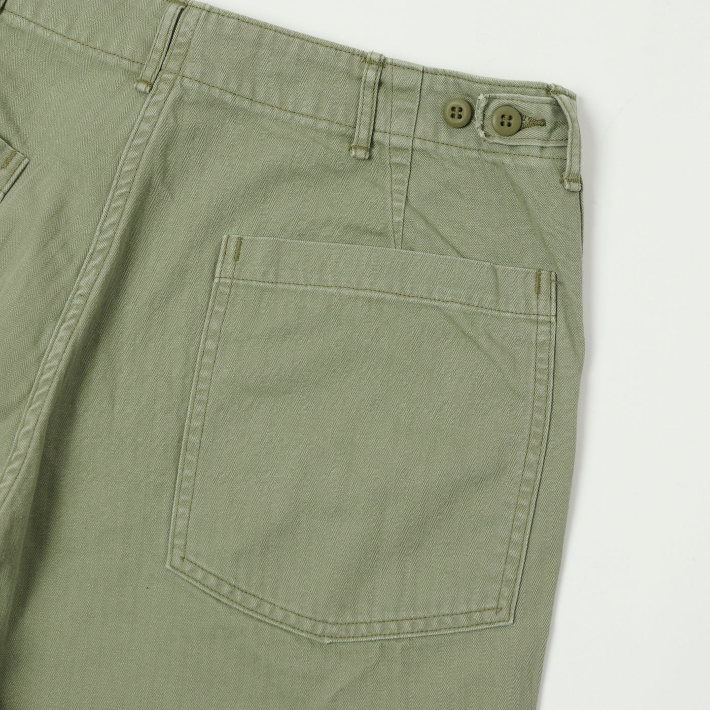 orSlow Herringbone Twill Fatigue Shorts - Green