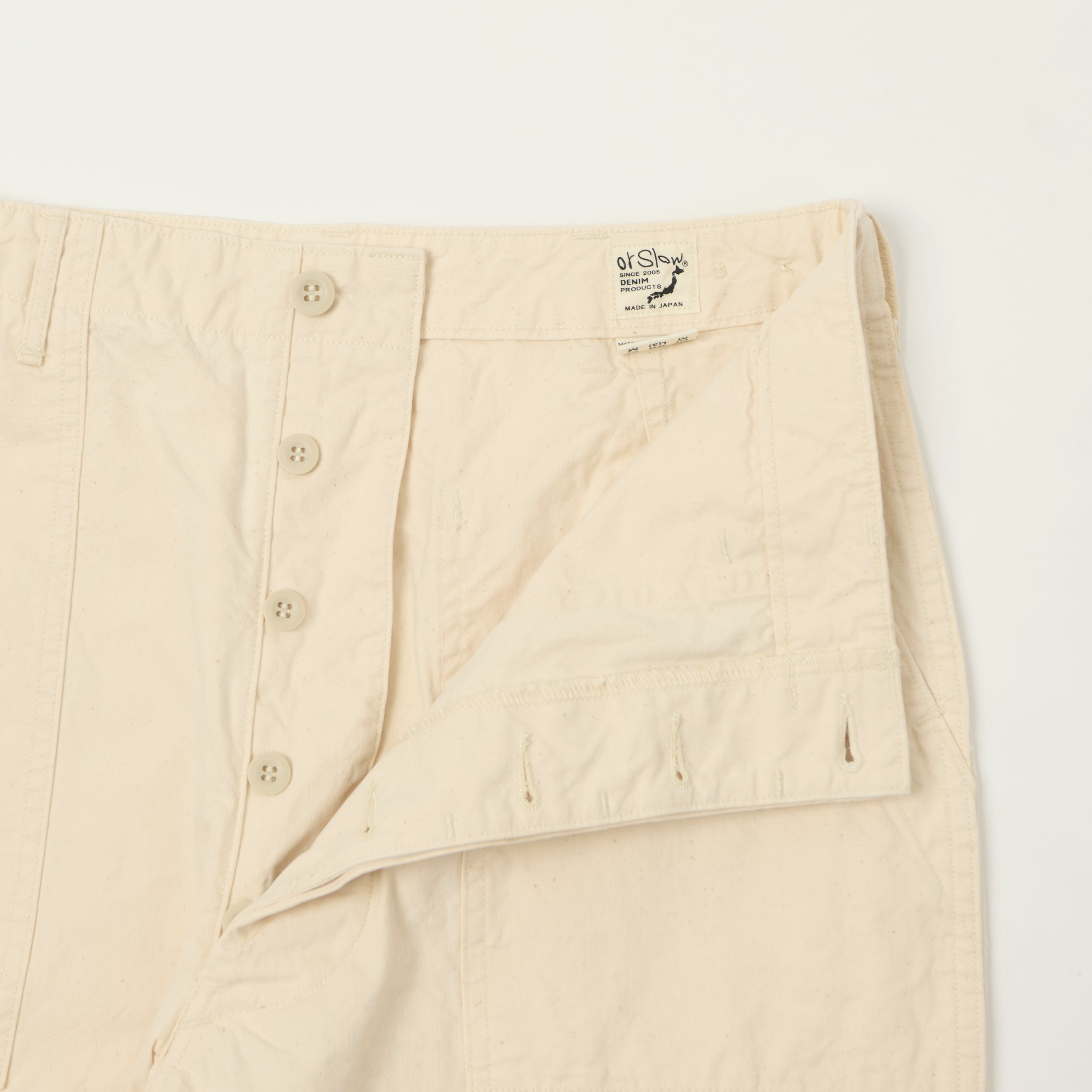 orSlow Lightweight Canvas Summer Fatigue Trousers - Ecru