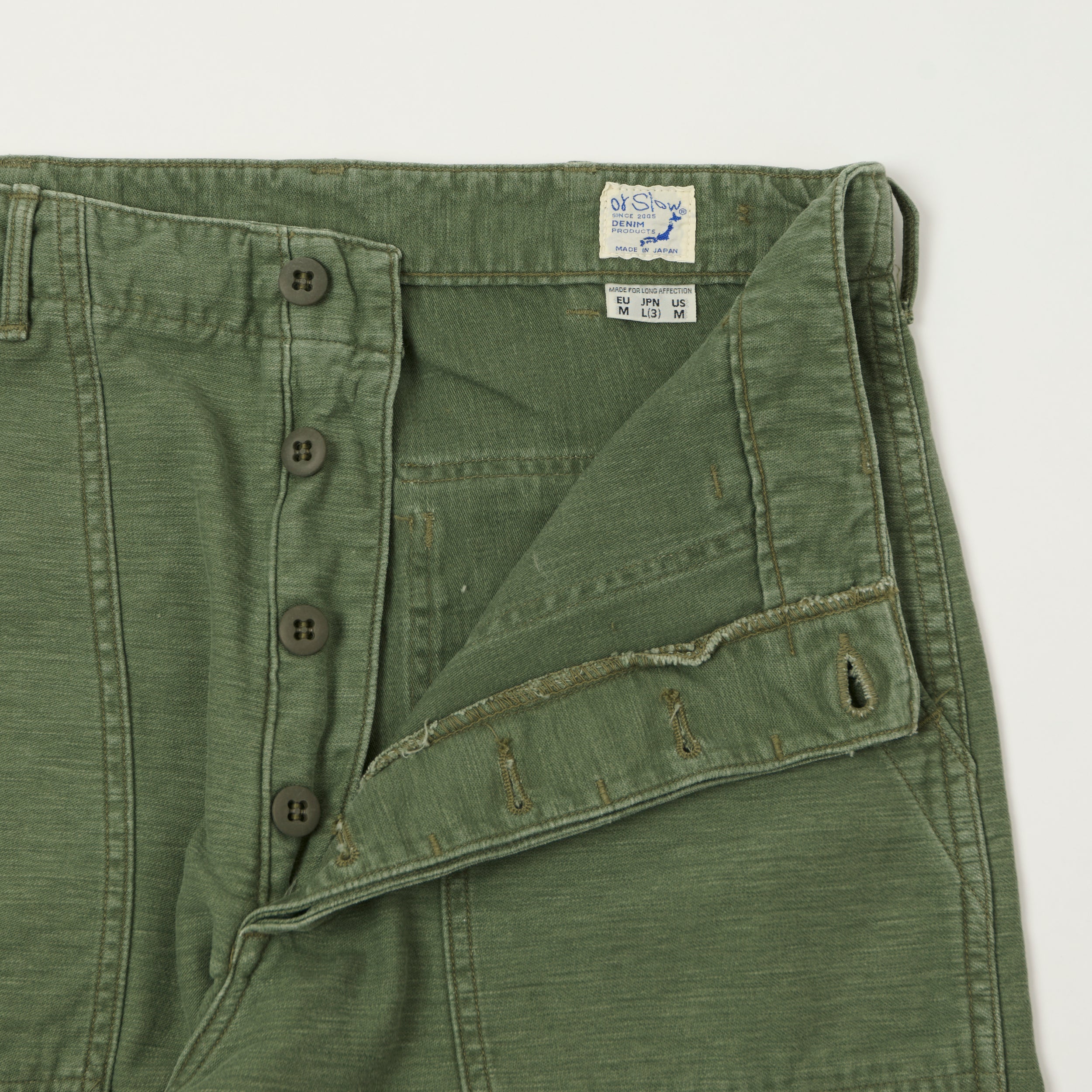 orSlow U.S. Army Fatigue Trousers - Green Used Wash