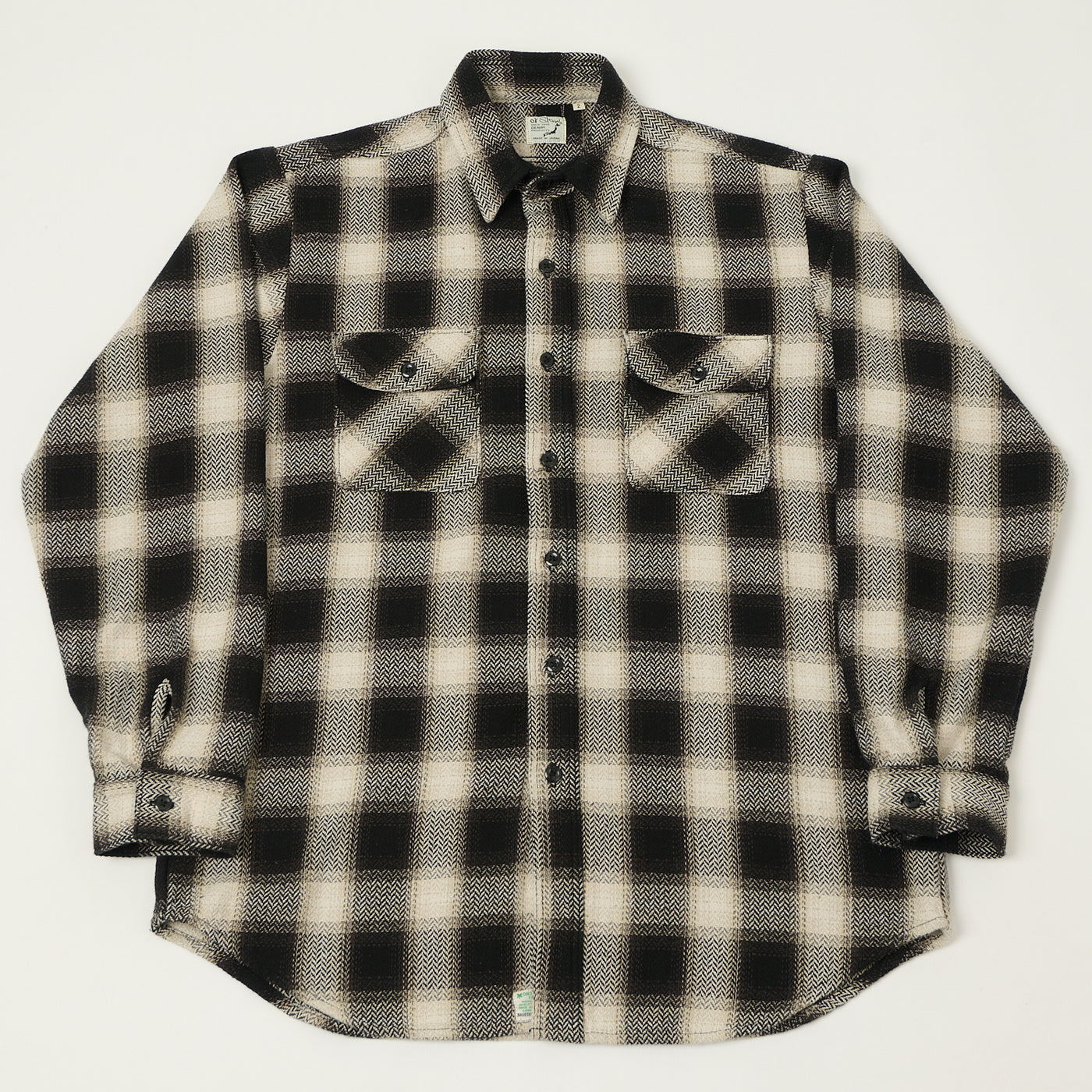 orSlow Herringbone Buffalo Check Flannel Shirt - Black/White