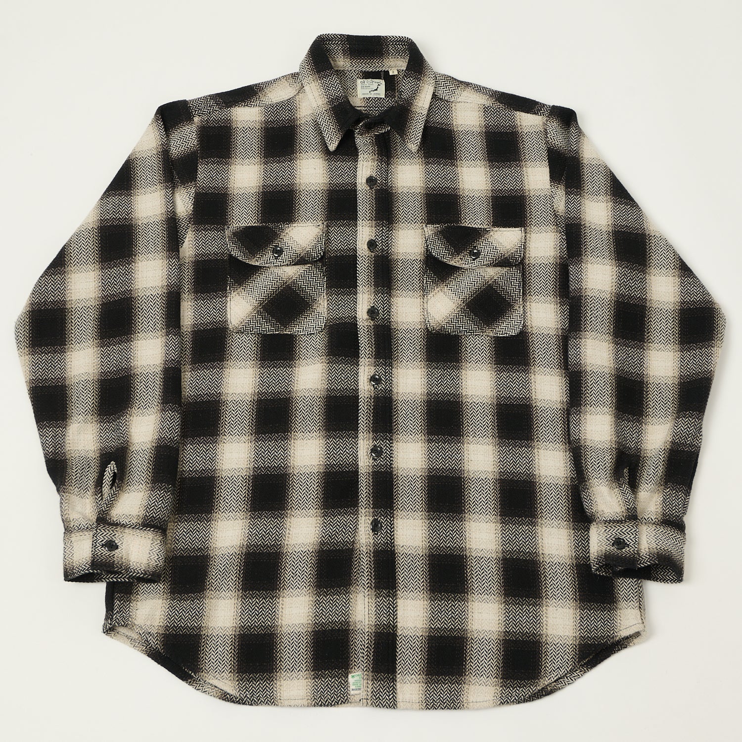 orSlow Herringbone Buffalo Check Flannel Shirt - Black/White