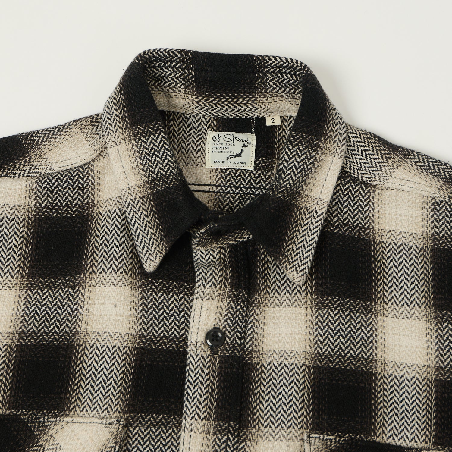orSlow Herringbone Buffalo Check Flannel Shirt - Black/White