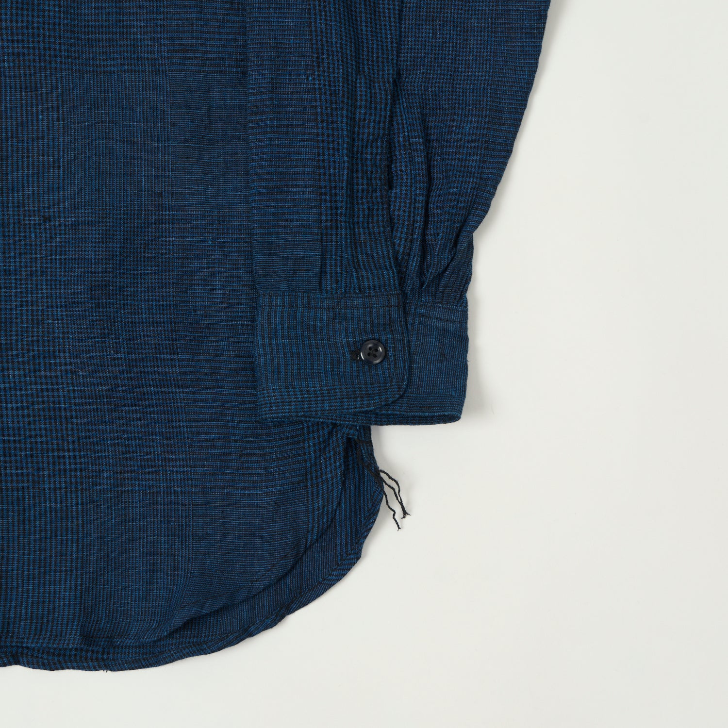 orSlow Linen Poplin Check Work Shirt - Indigo
