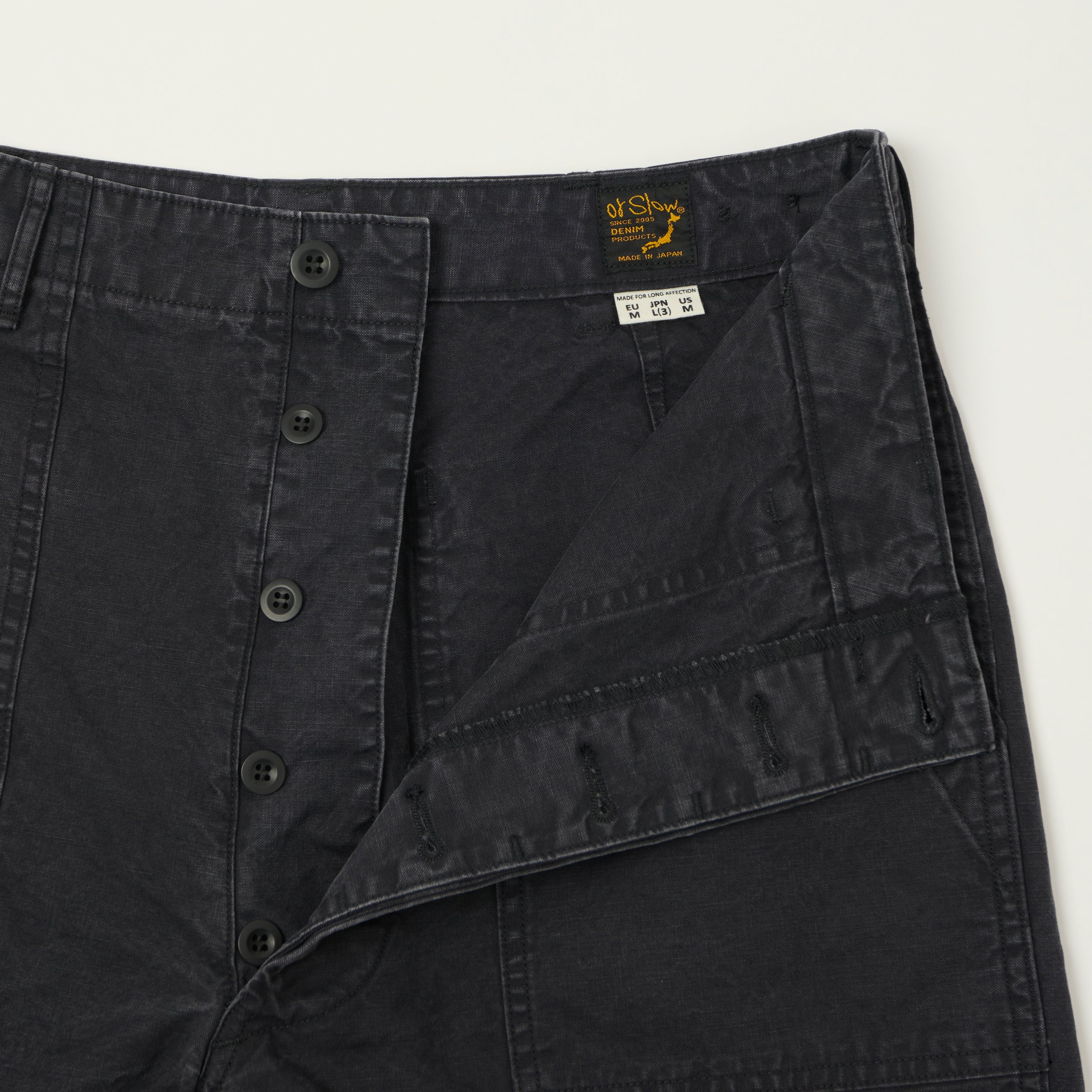 orSlow Lightweight Canvas Summer Fatigue Shorts - Black