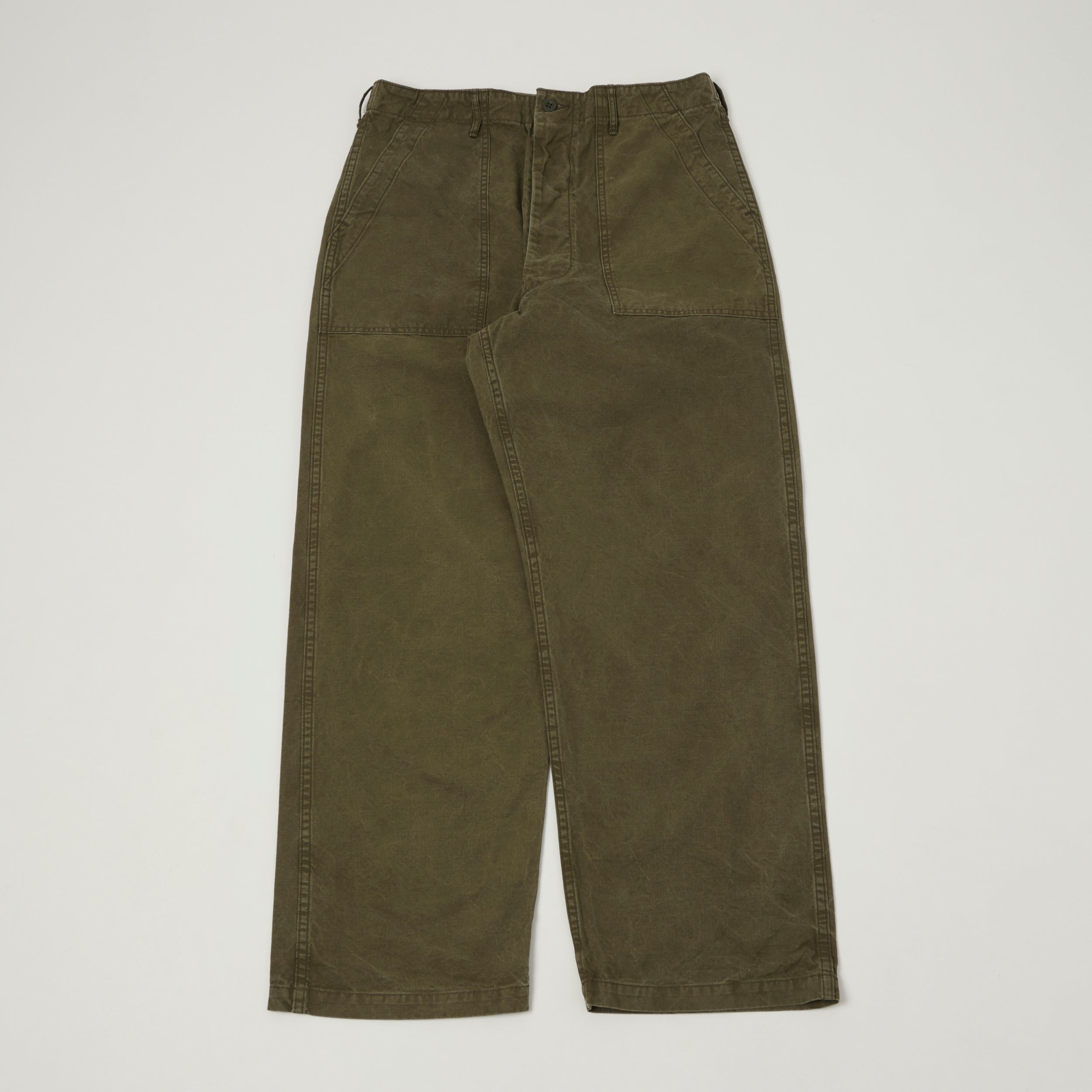 orSlow Lightweight Canvas Summer Fatigue Trouser - Faded Olive