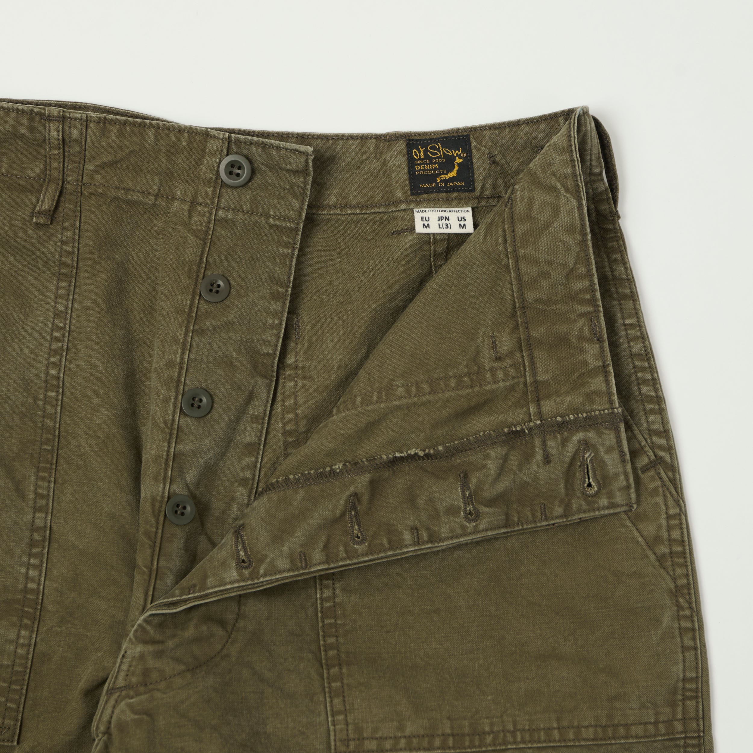 orSlow Lightweight Canvas Summer Fatigue Trouser - Faded Olive