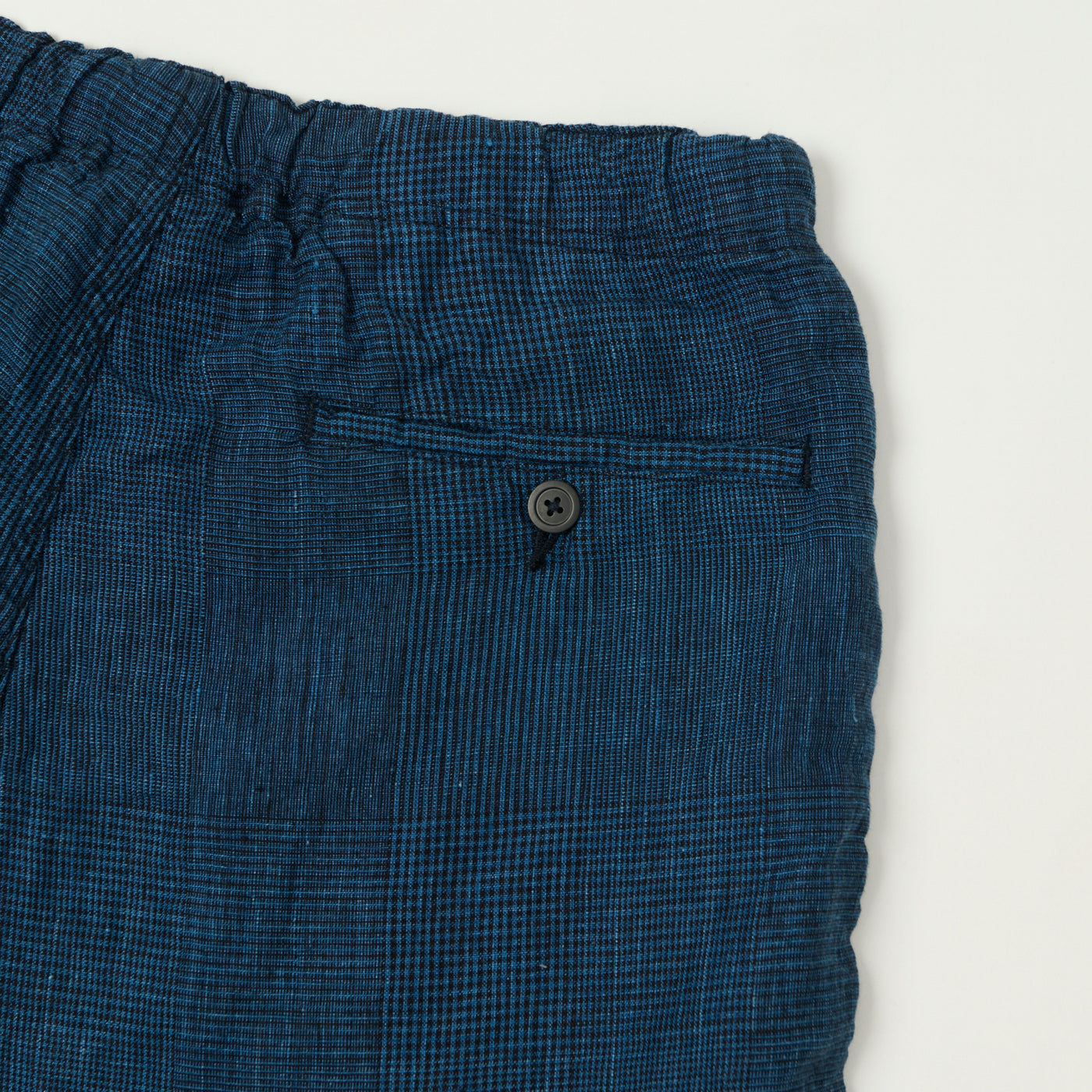 orSlow Linen Poplin Check New Yorker Shorts - Indigo Check