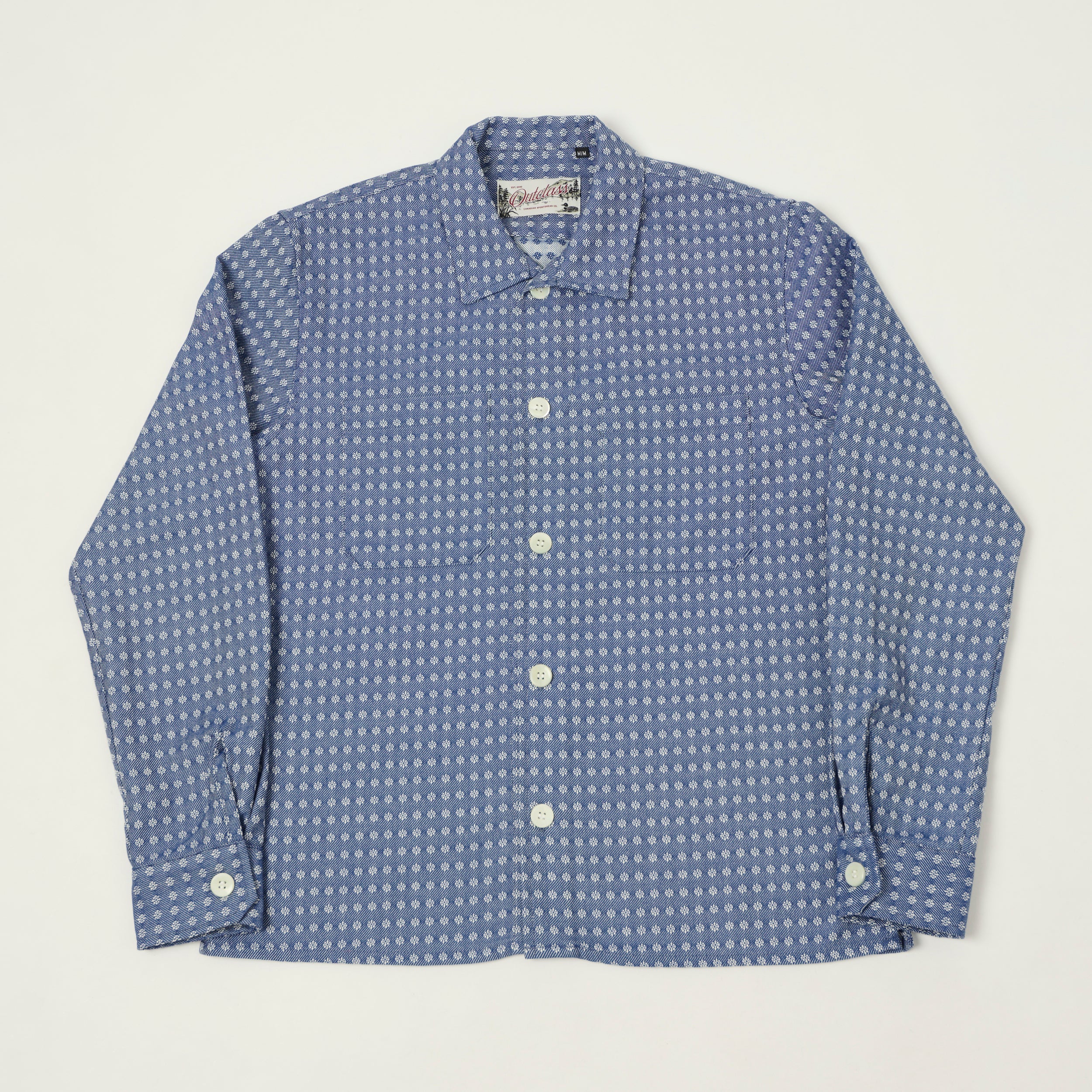 Outclass 'Blue Jay' Jacquard Denim Club Shirt - Blue