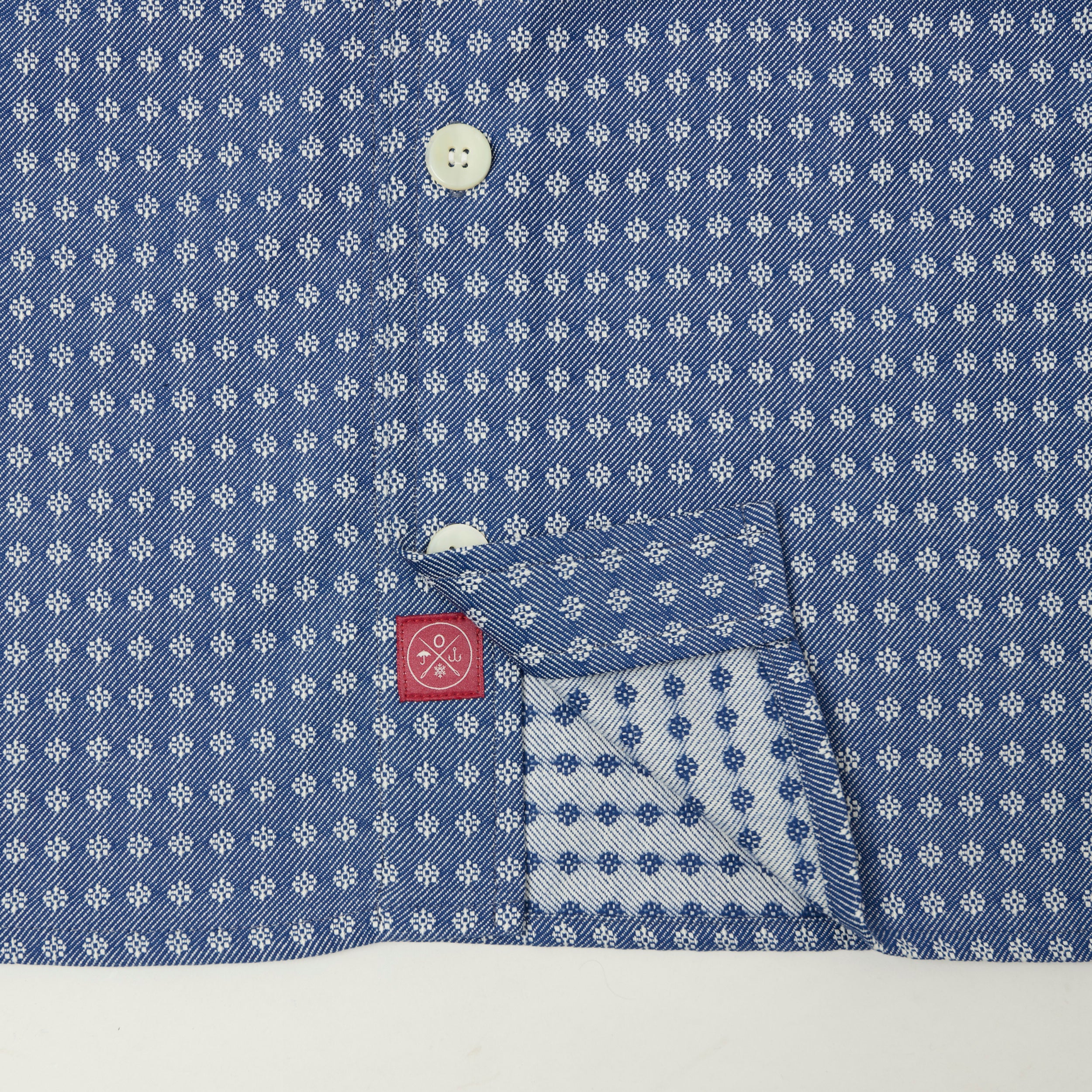 Outclass 'Blue Jay' Jacquard Denim Club Shirt - Blue