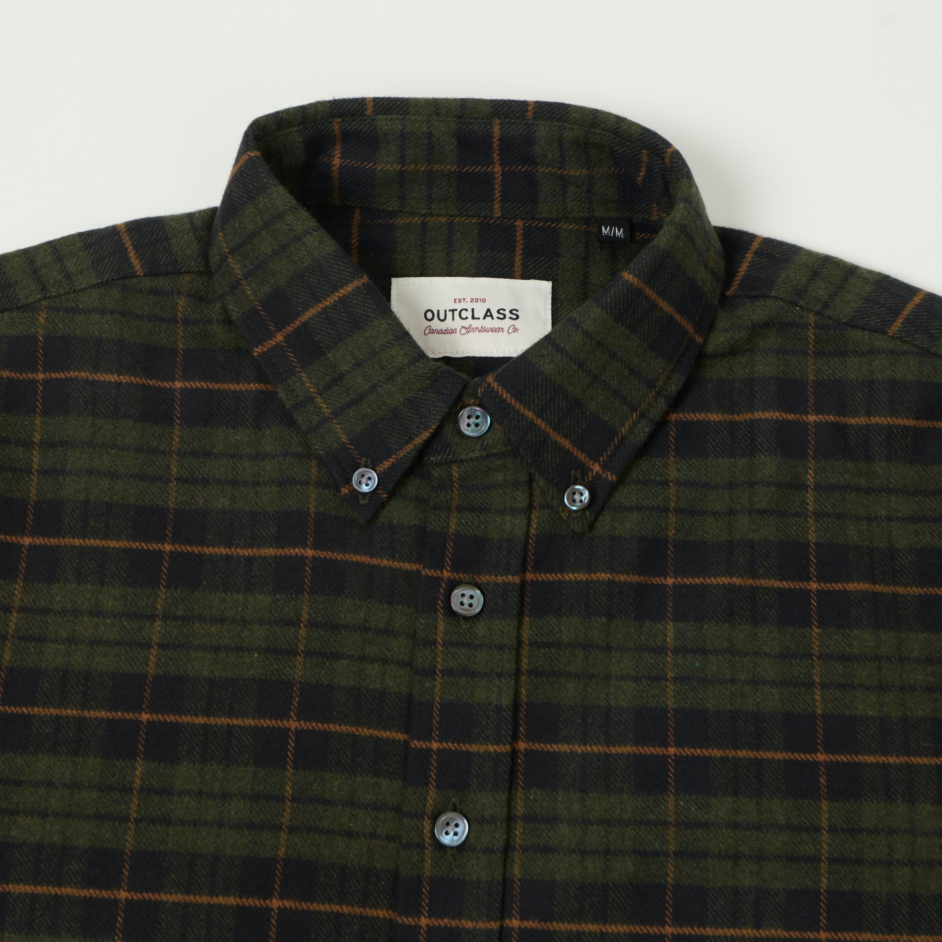 Outclass Classic Button Down Flannel Shirt - Hunter Plaid