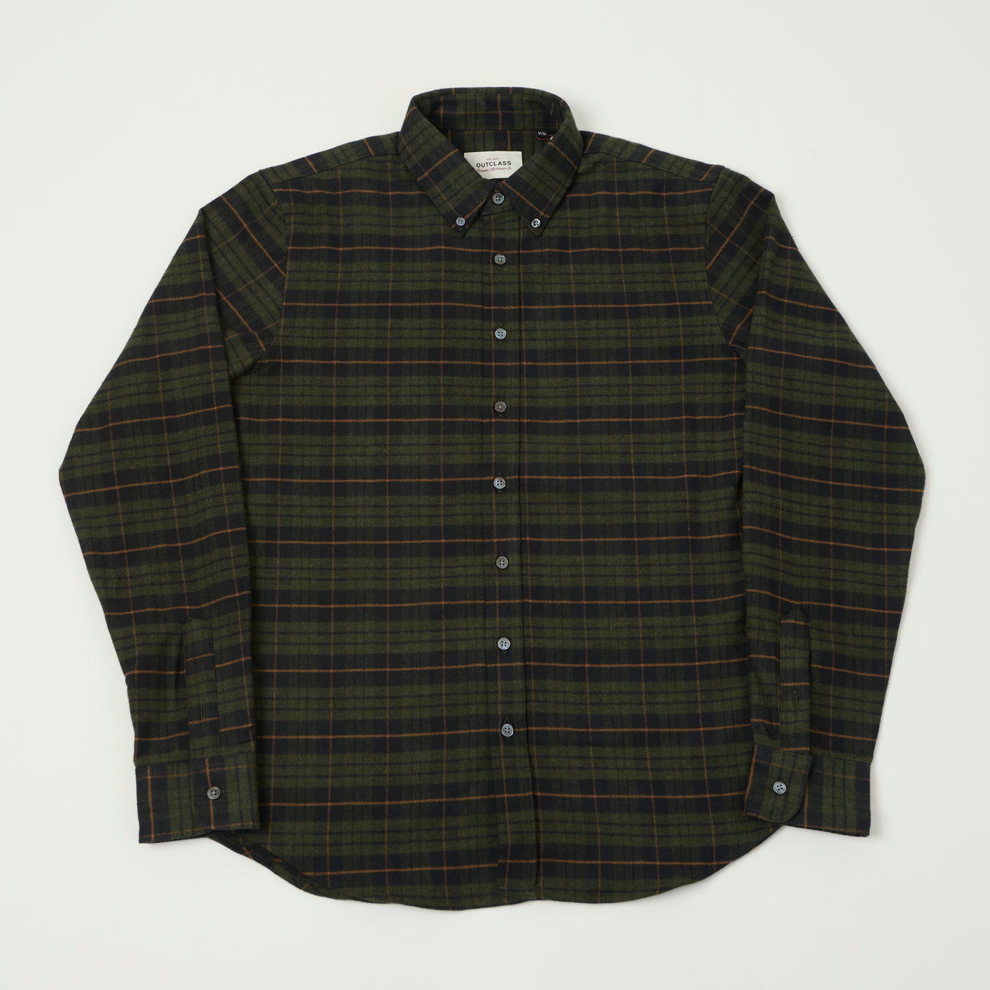 Outclass Classic Button Down Flannel Shirt - Hunter Plaid