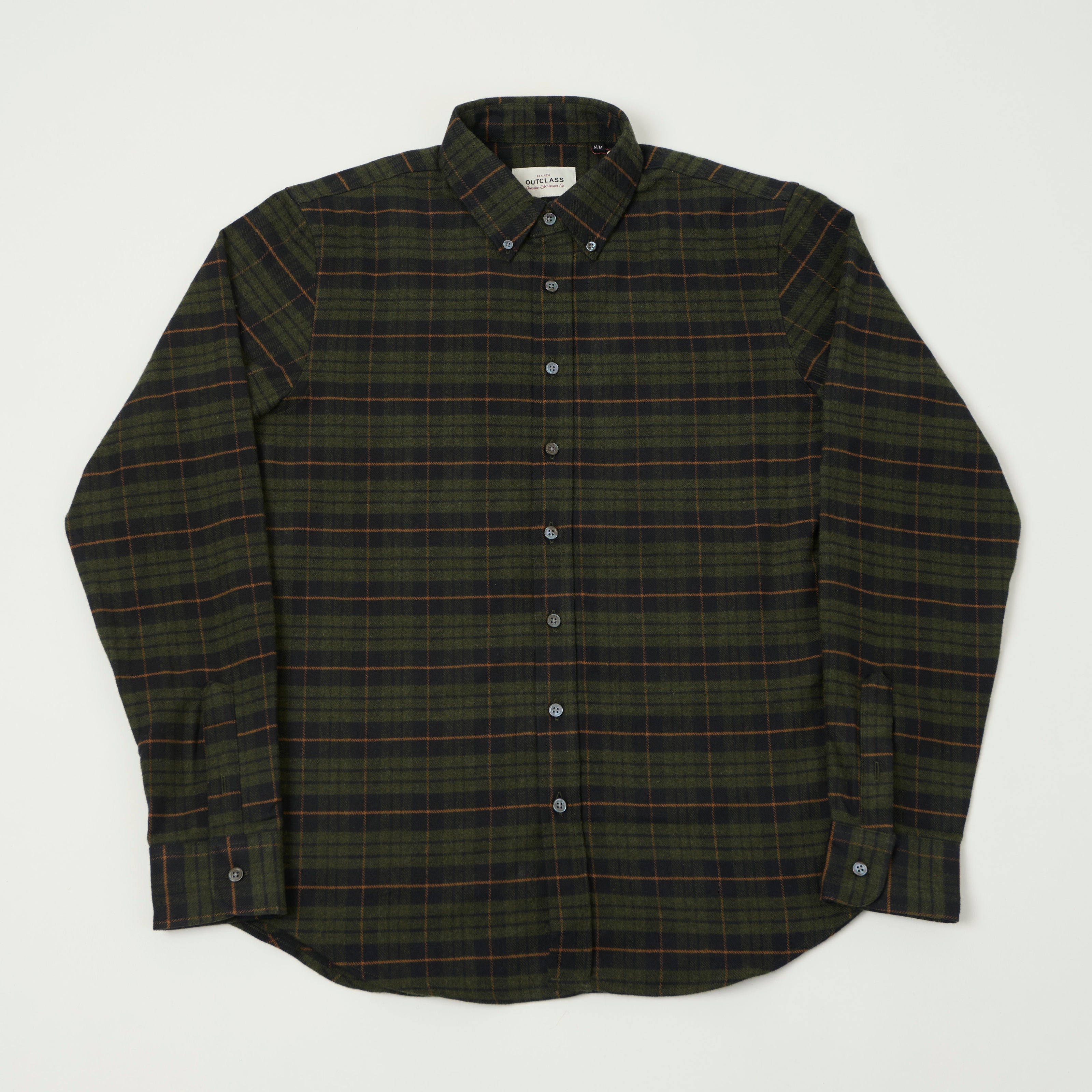 Outclass Classic Button Down Flannel Shirt - Hunter Plaid