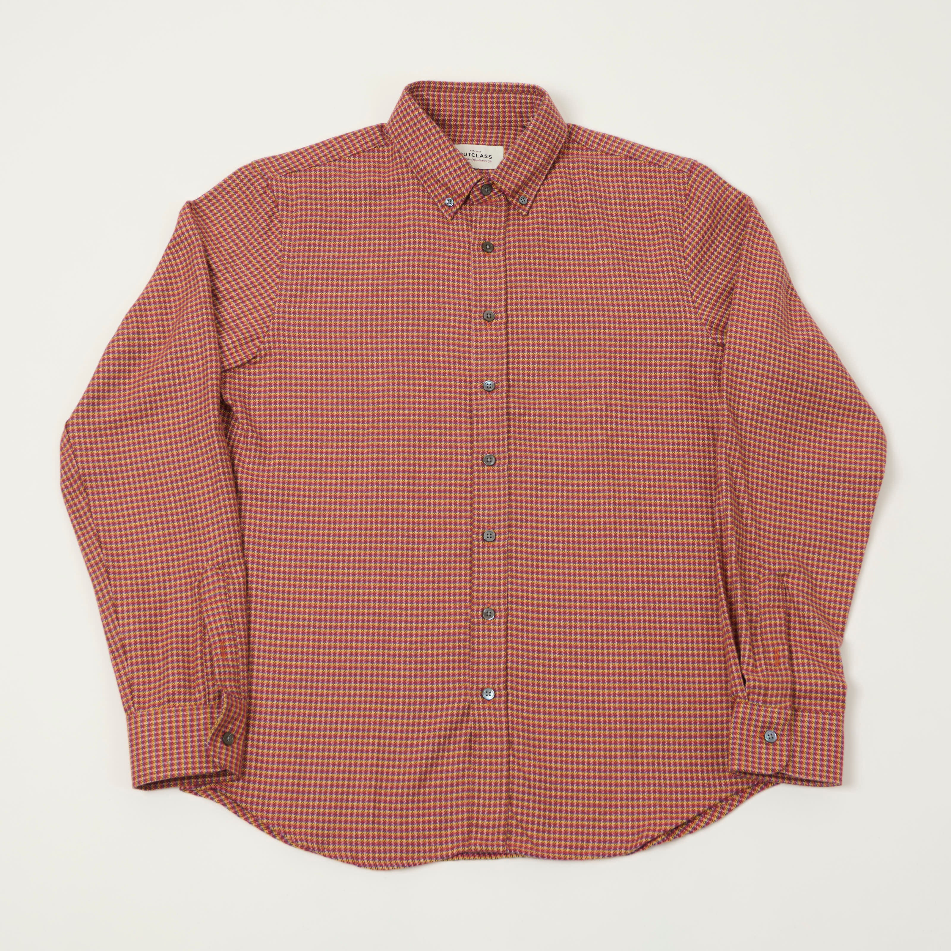 Outclass Classic Button Down Flannel Shirt - Sunset Micro Plaid