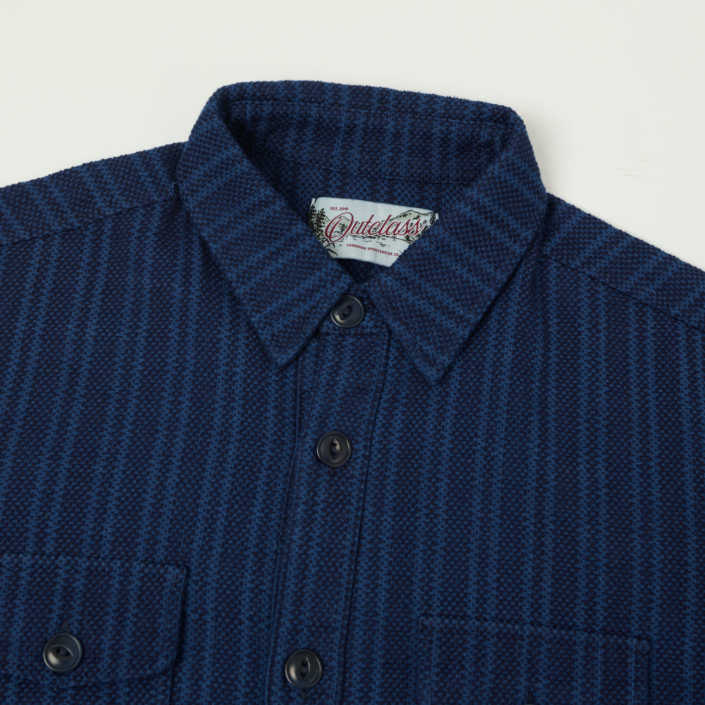 Outclass Sashiko Stripe Overshirt - Indigo