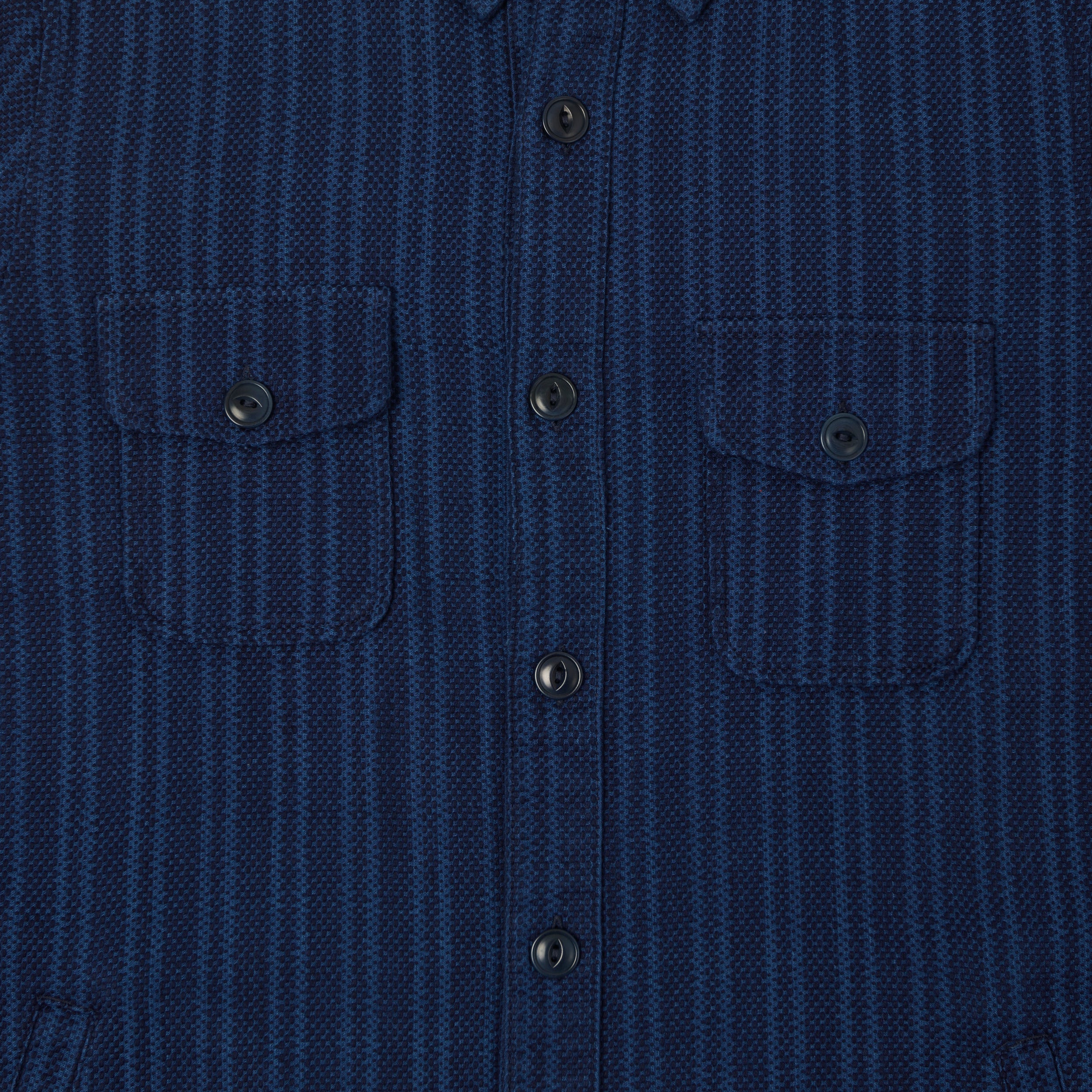 Outclass Sashiko Stripe Overshirt - Indigo