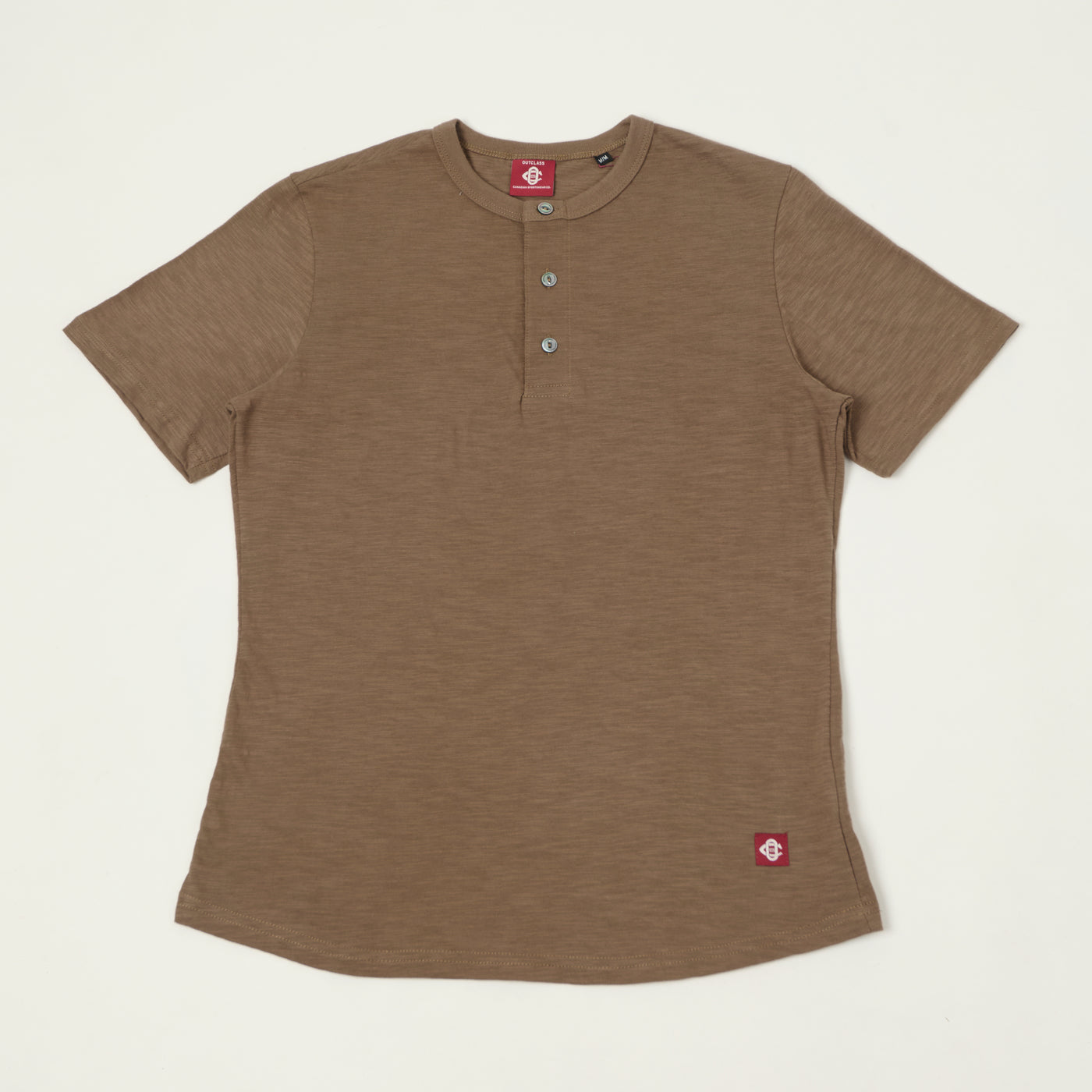 Outclass Slub Knit Henley T-Shirt - Mocha
