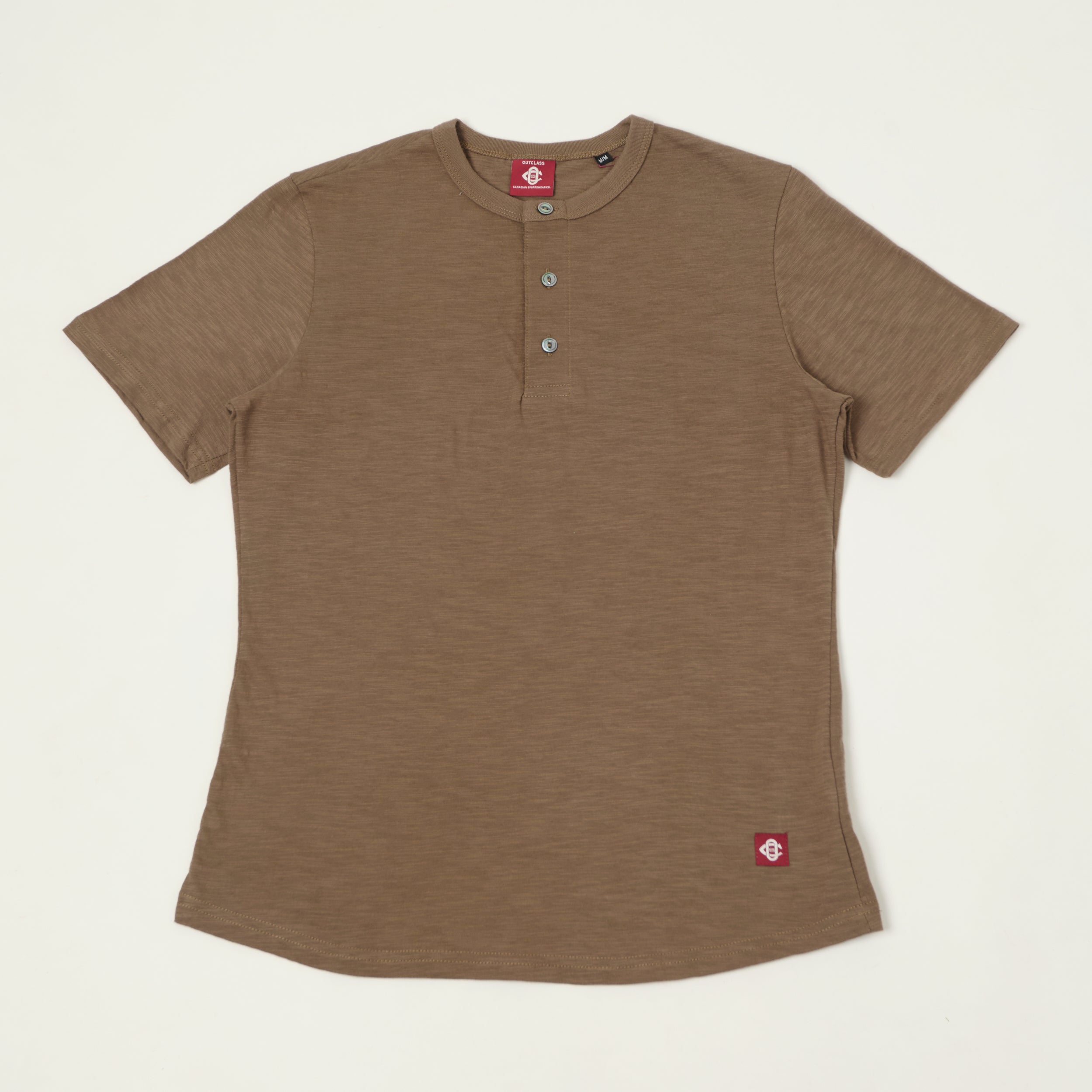 Outclass Slub Knit Henley T-Shirt - Mocha